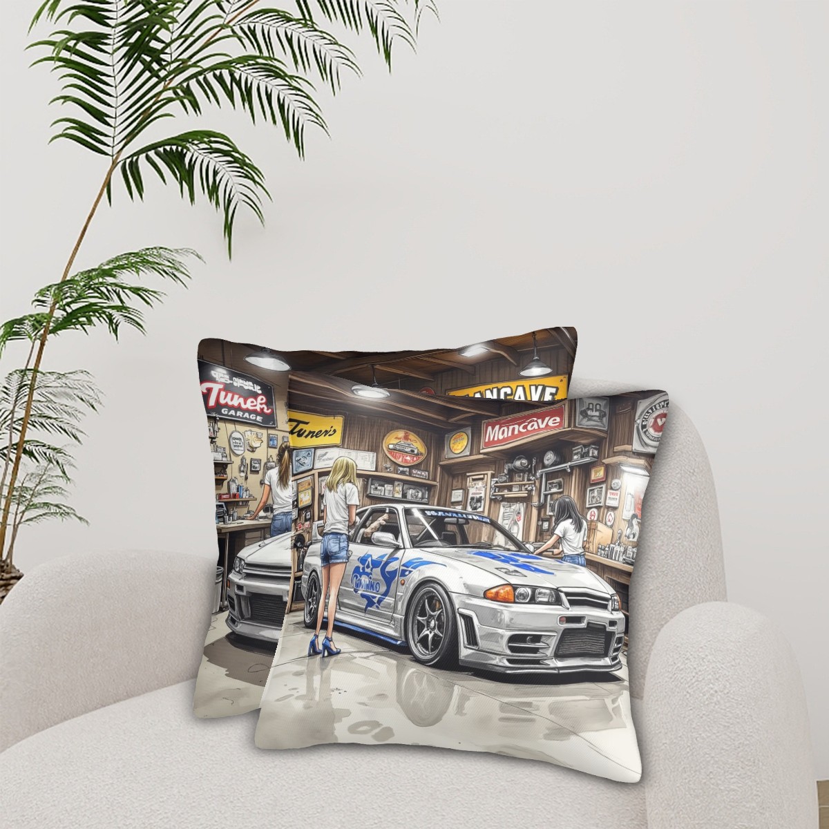 Nissan Skyline Workshop Decorative Pillowcases
