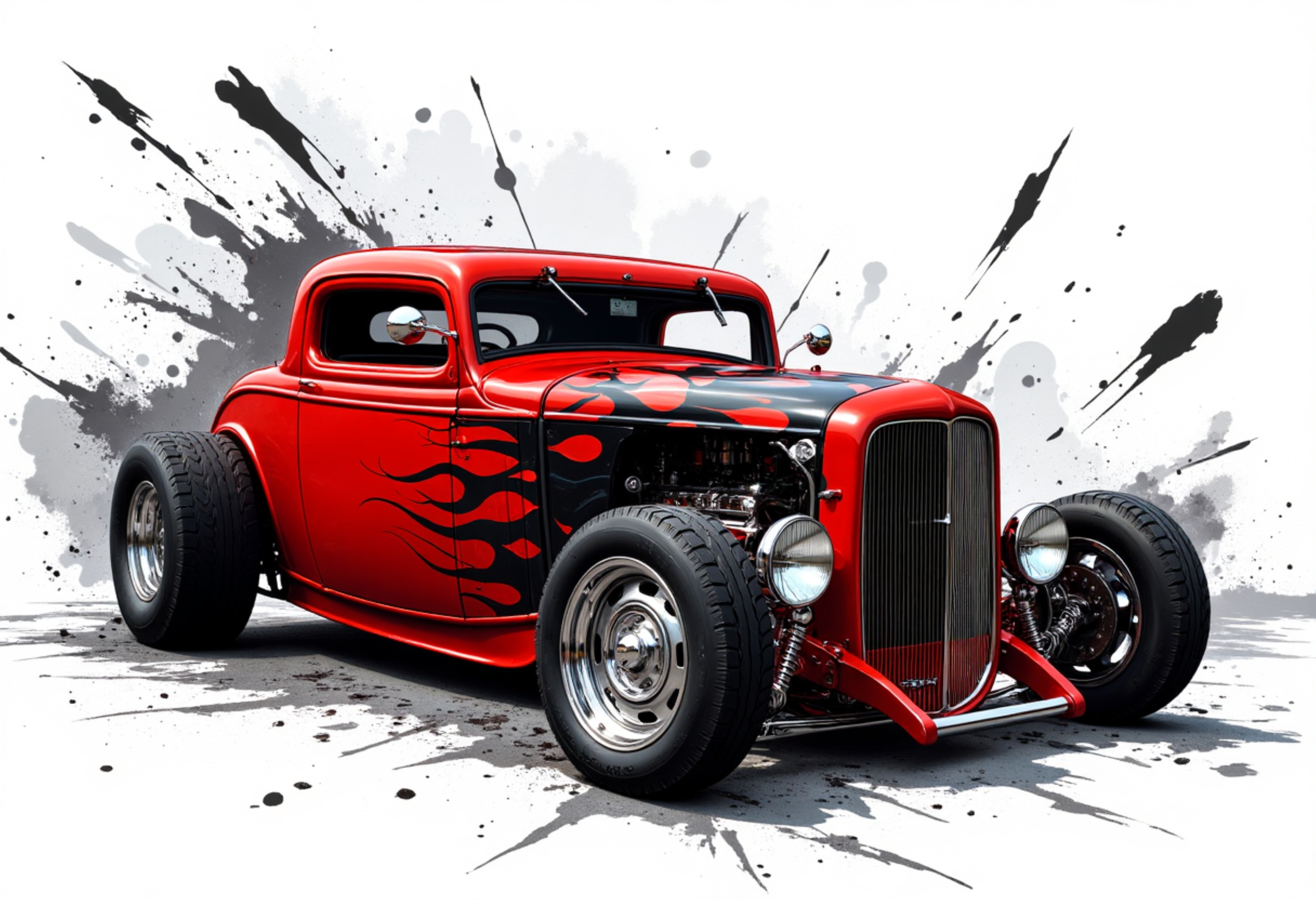 Red Hot Rod Canvas Wall Art