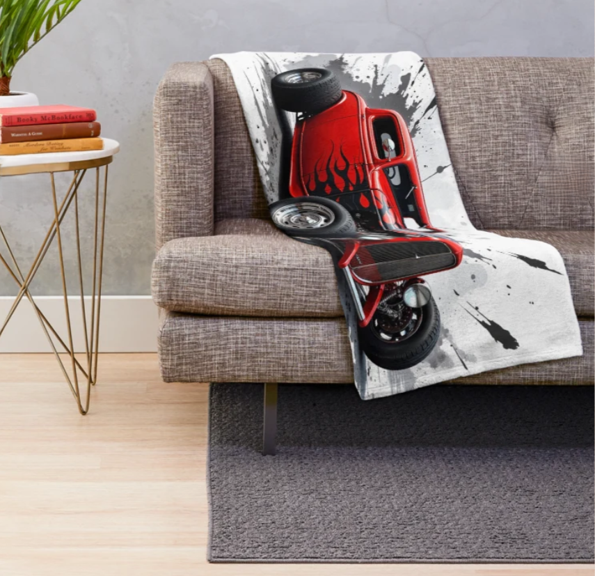 Red Hot Rod Throw Blanket