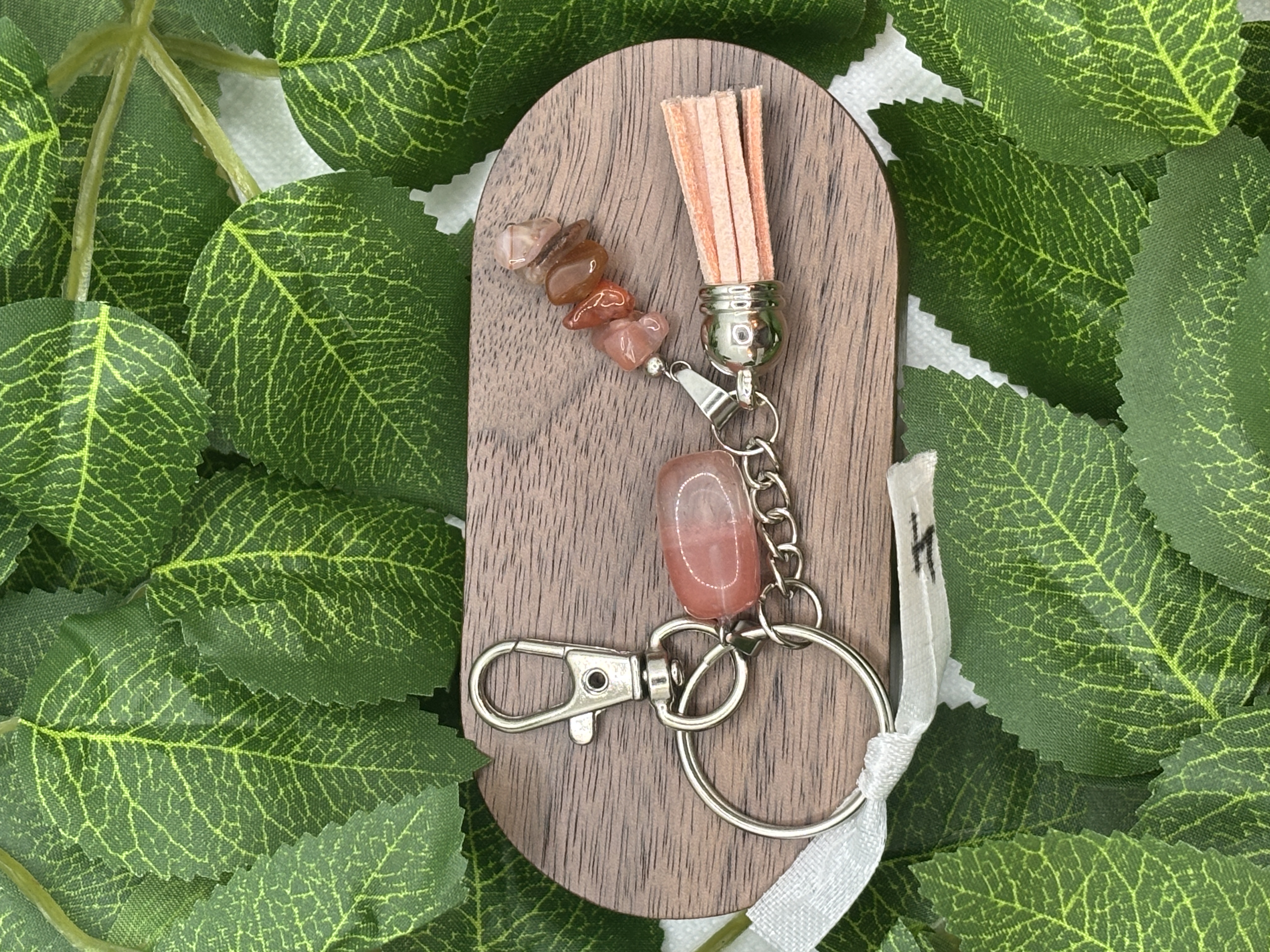 Porte-clé en Agate et mélange de pierres naturelles