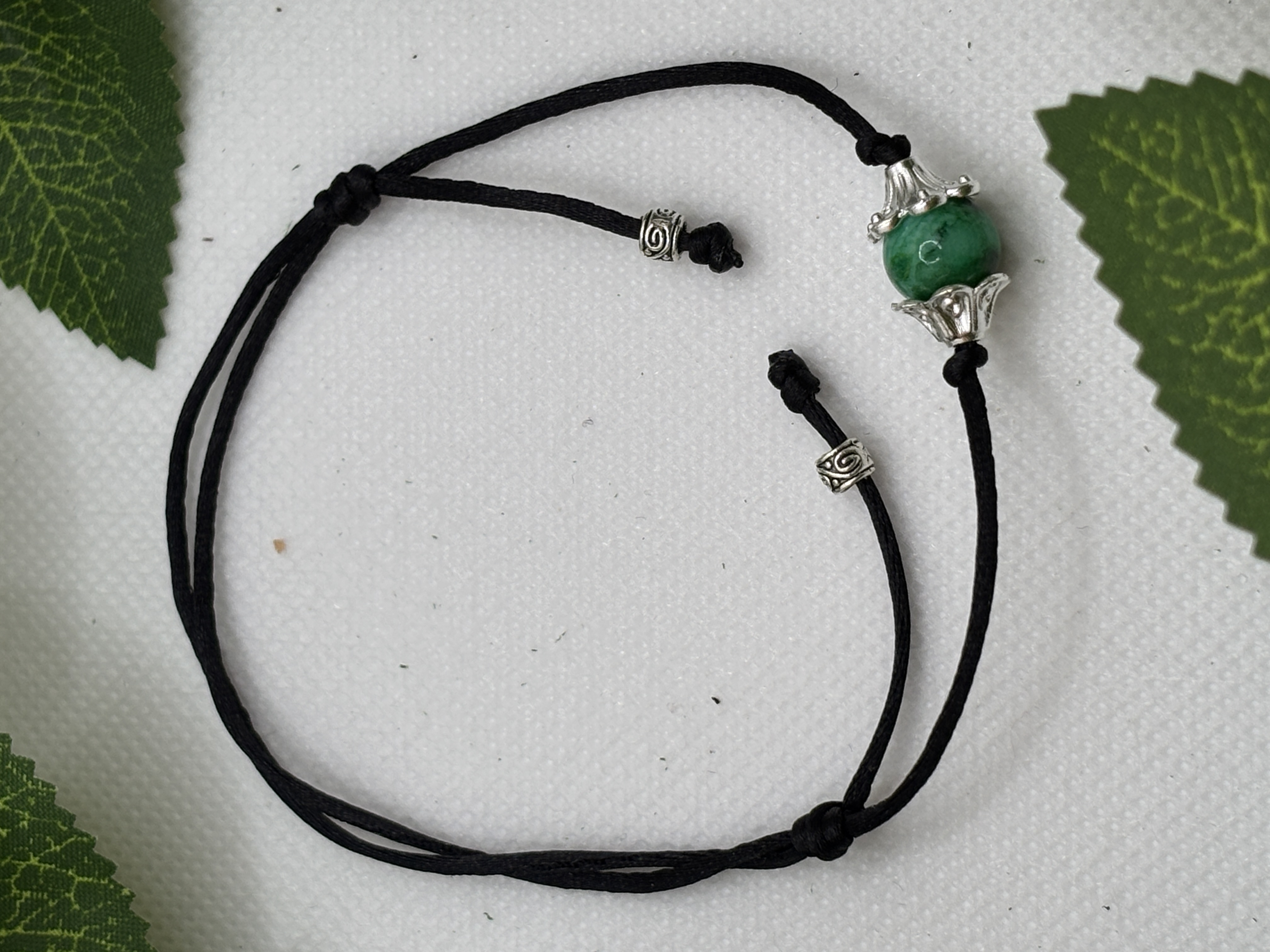Bracelet cordon en simili malachite
