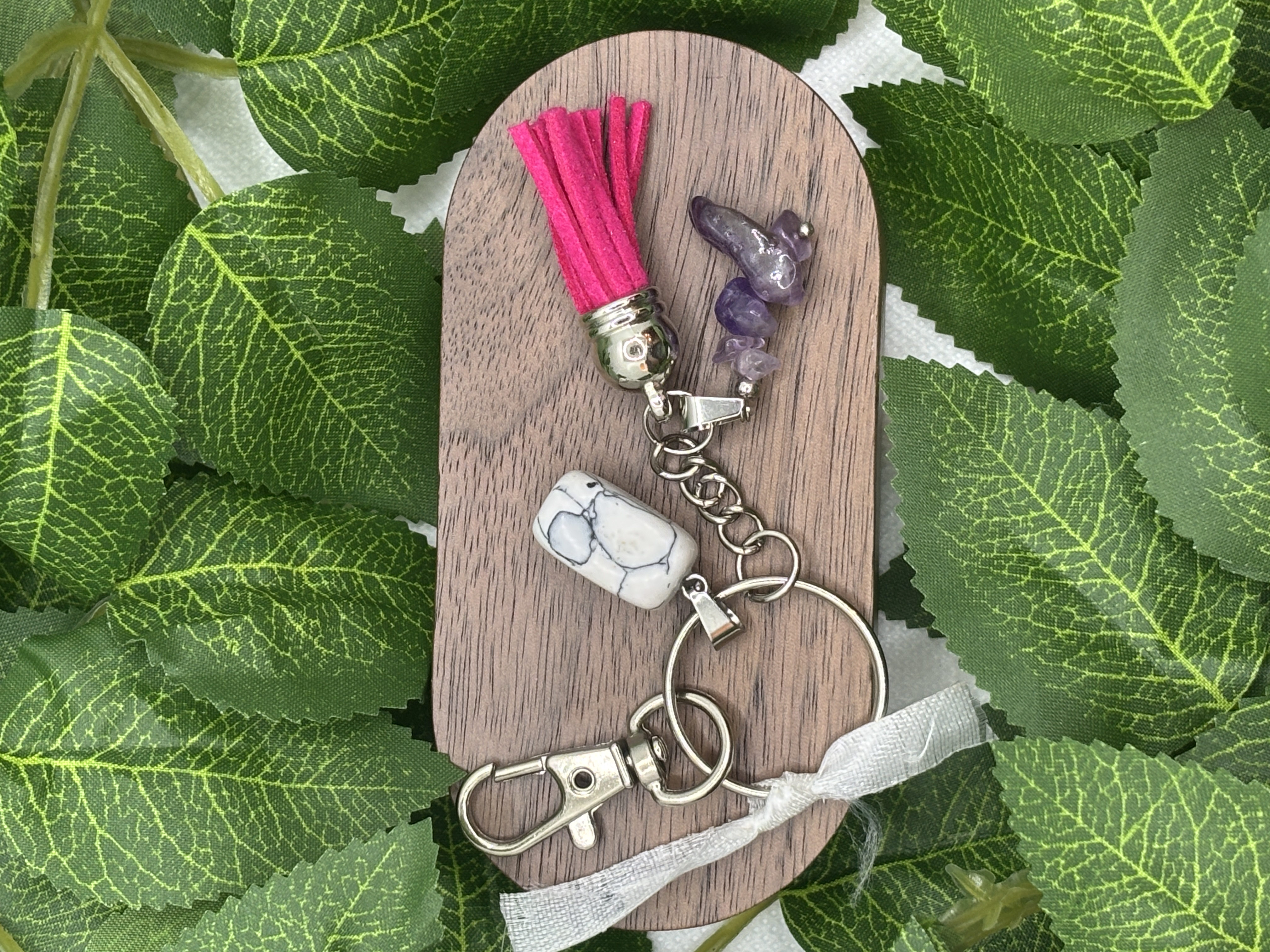 Porte-clé en Agate et Améthyste