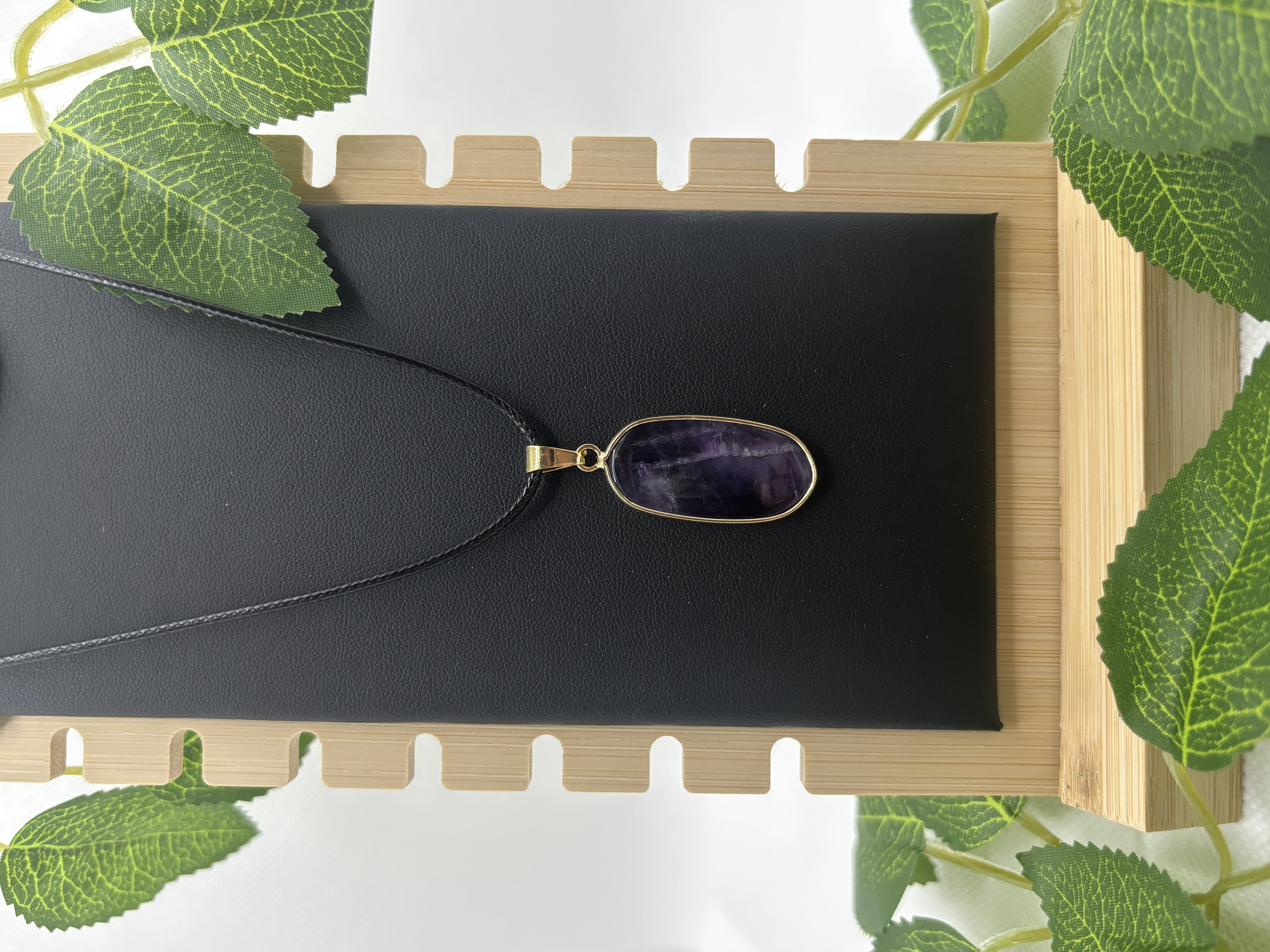 Collier long imitation améthyste