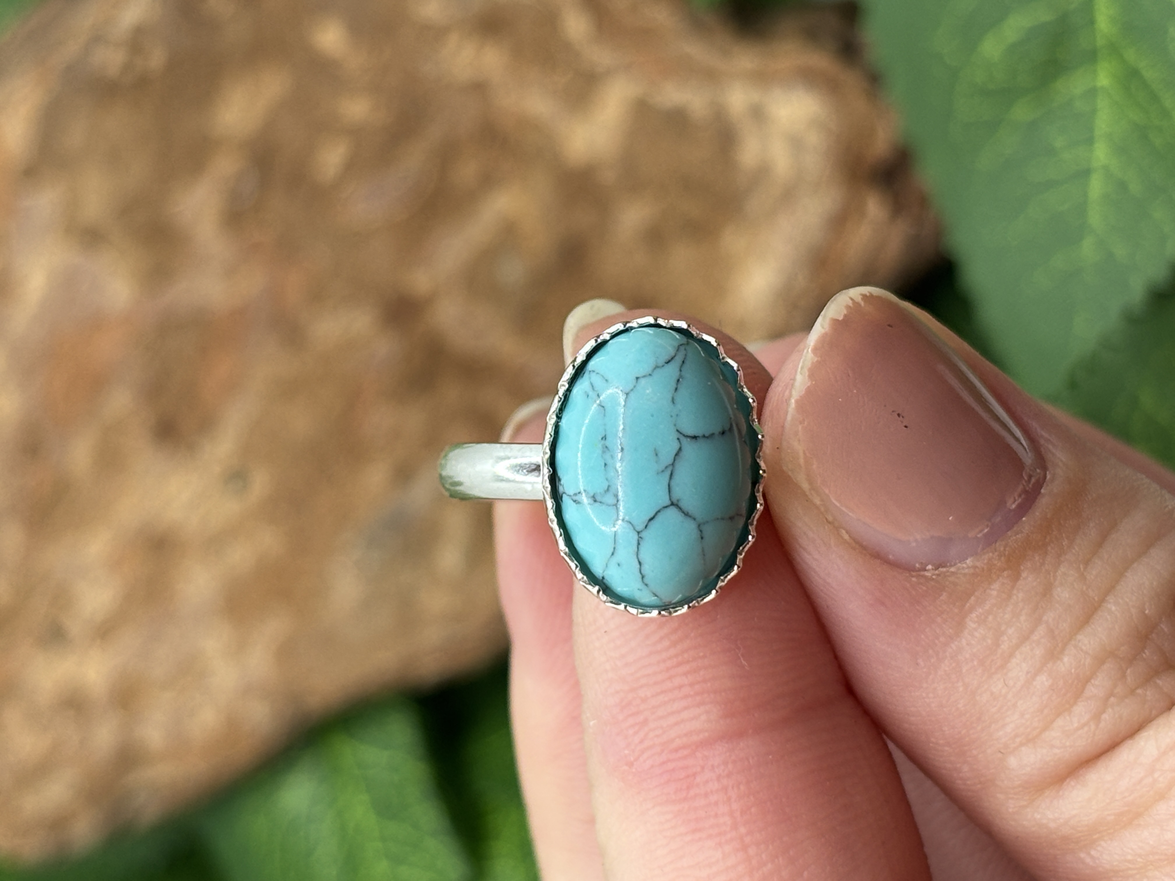 Bague piques en turquoise