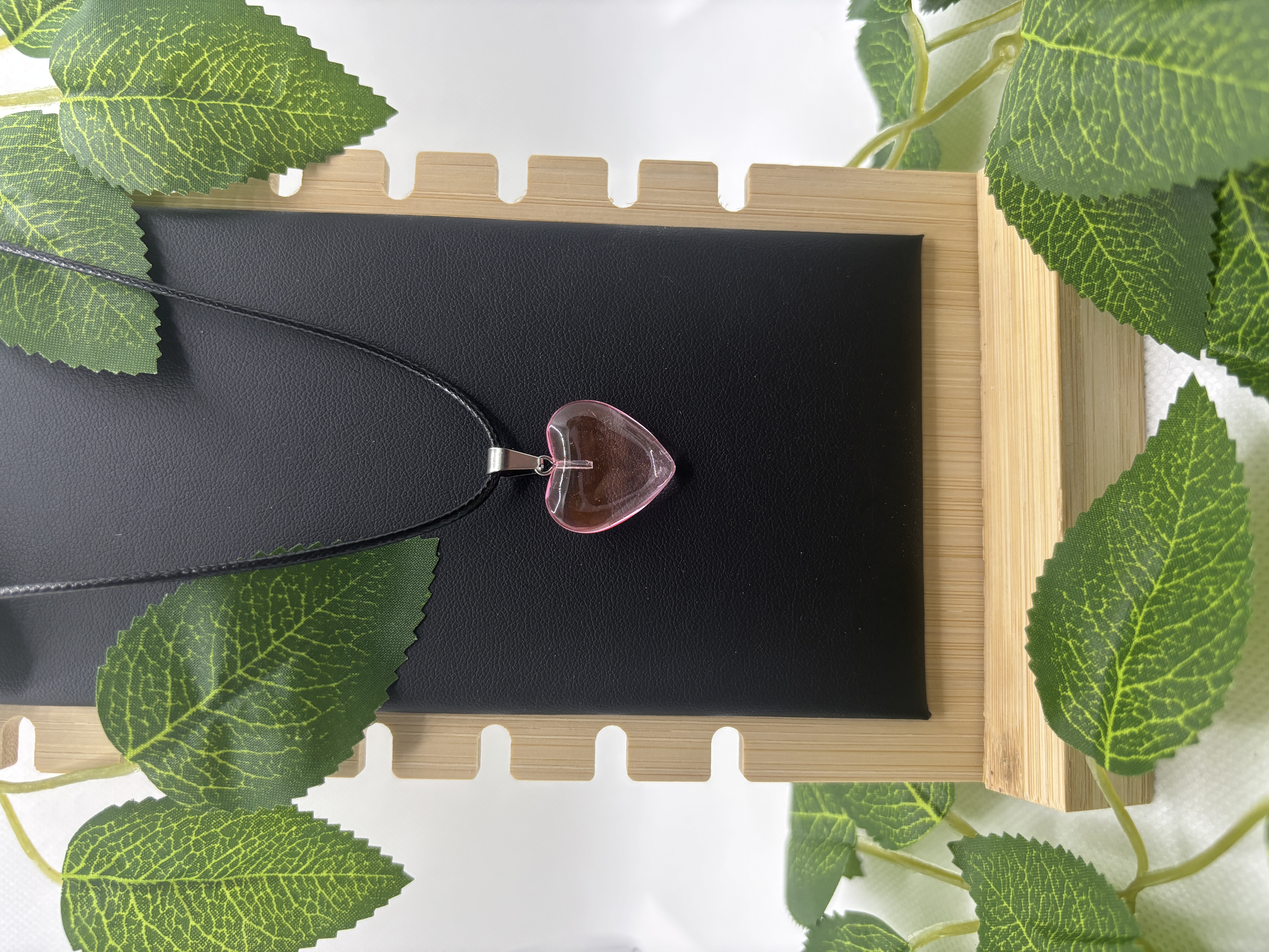 Collier coeur rose