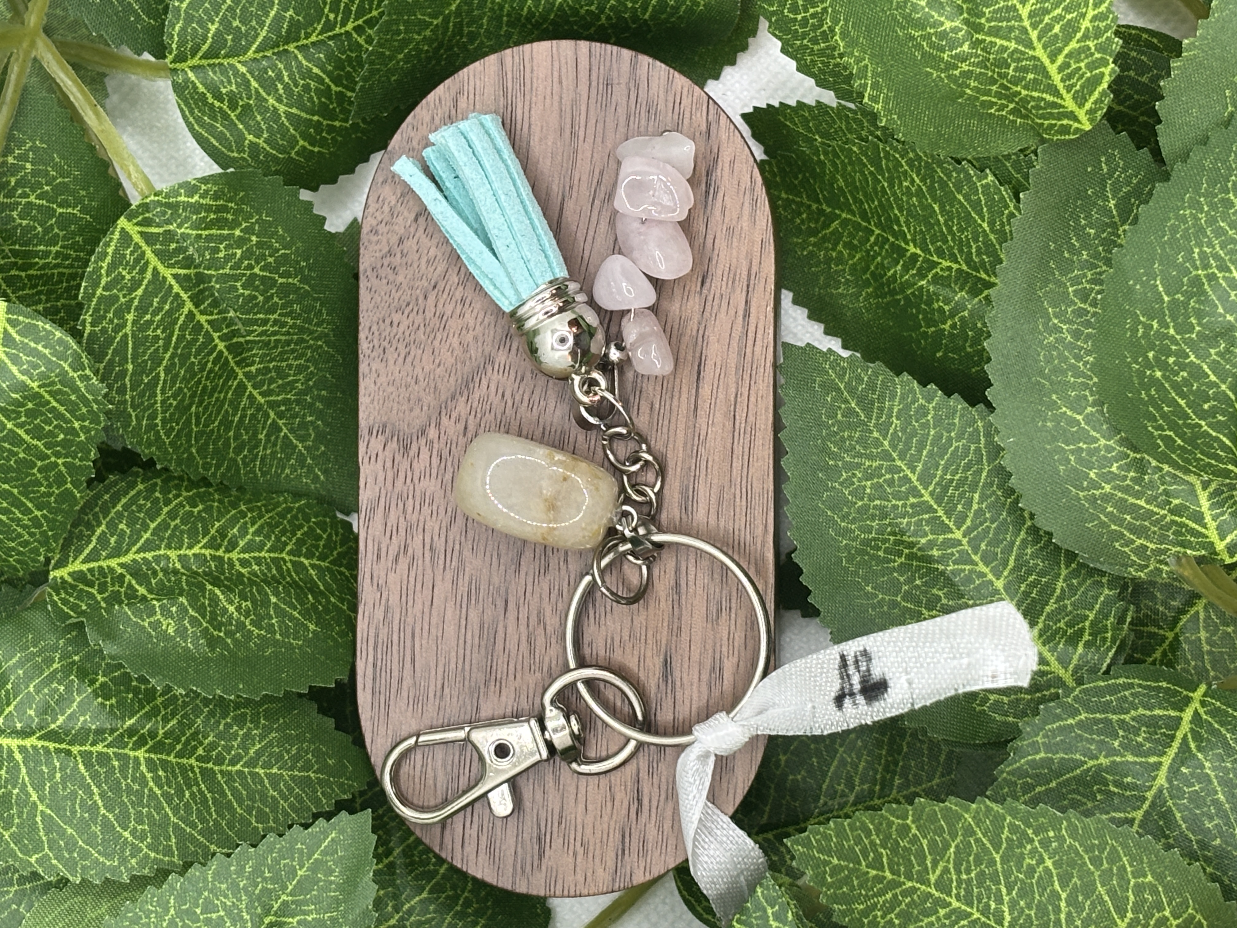 Porte-clé en Agate et Quartz rose