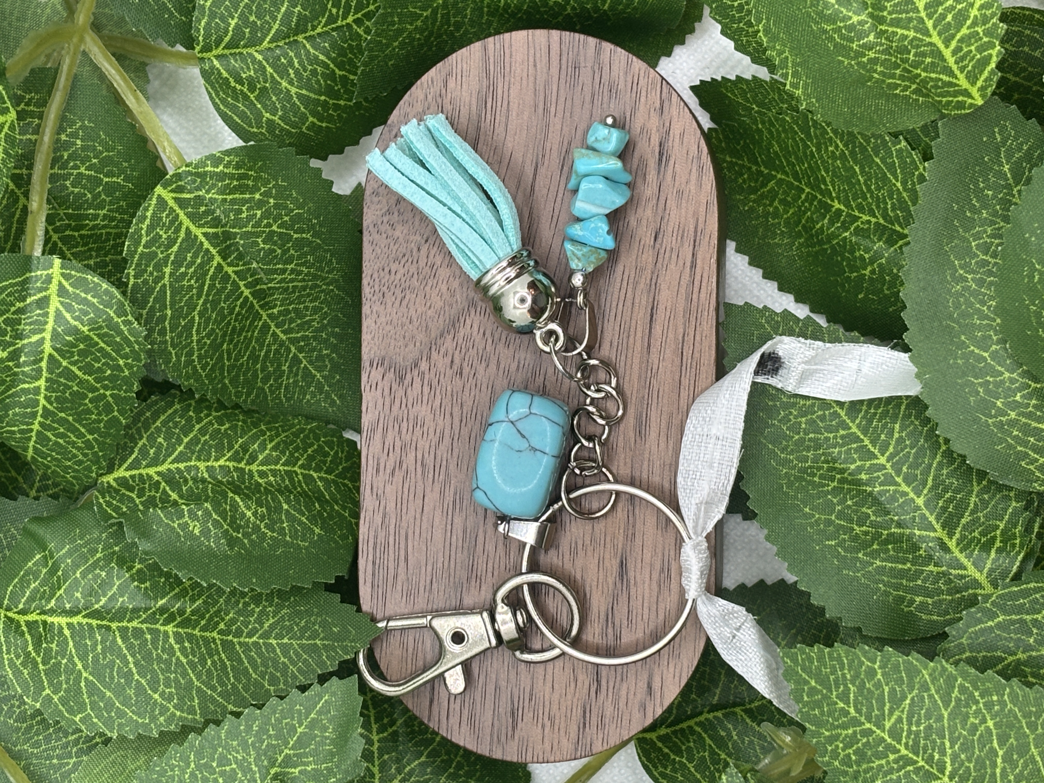 Porte-clé en Agate et turquoise