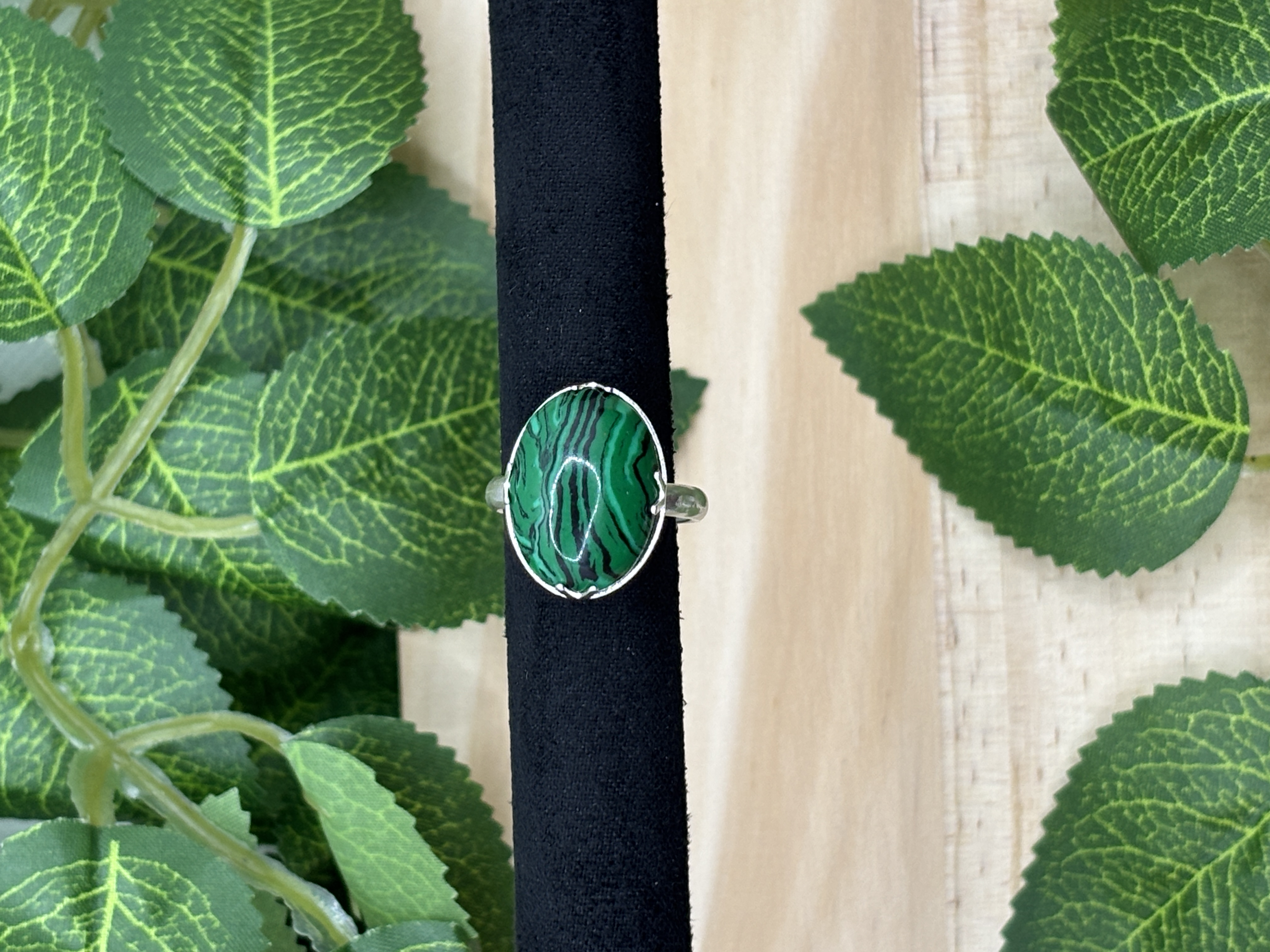 Bague crochets en Malachite