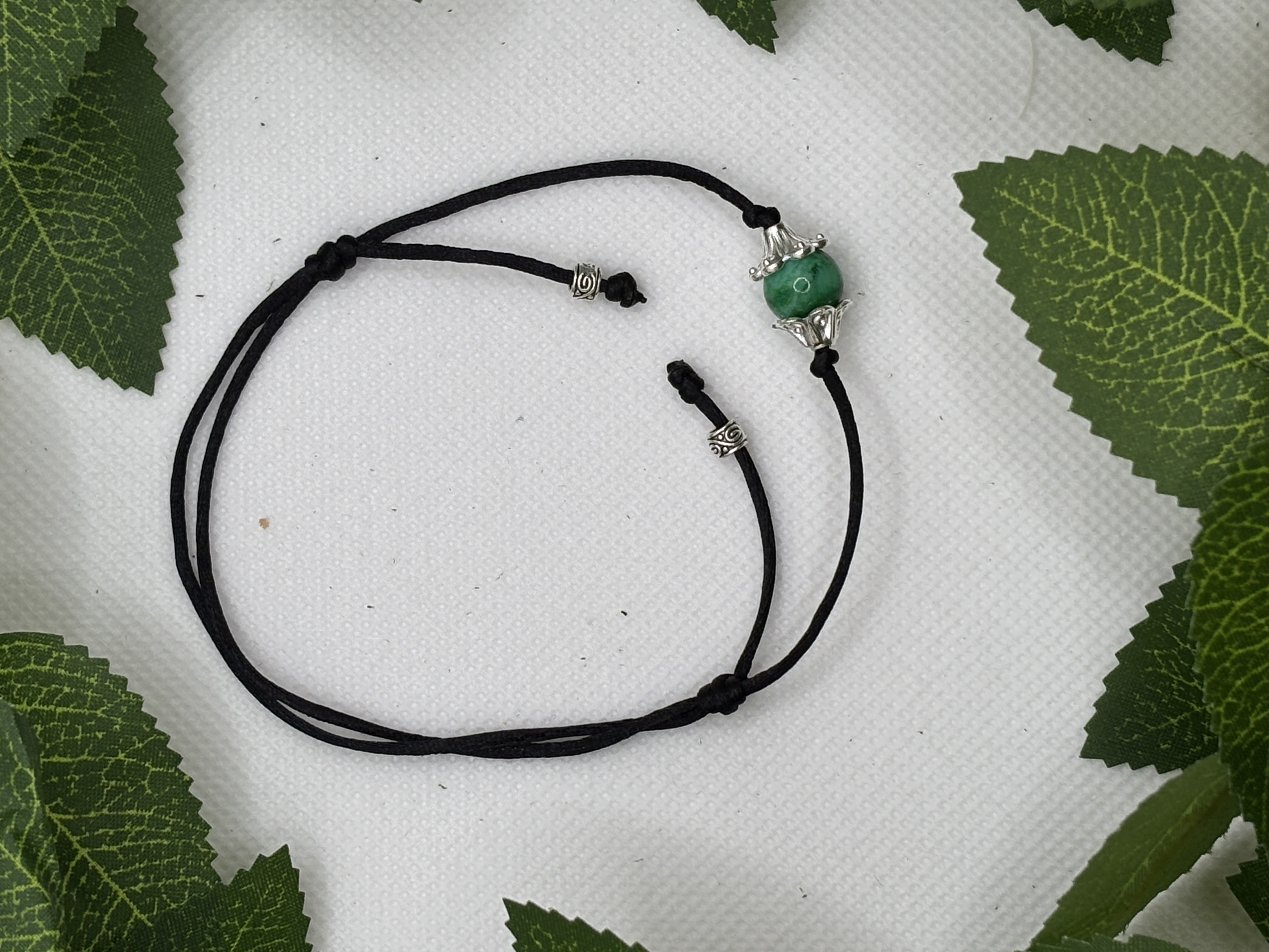 Bracelet cordon en simili malachite