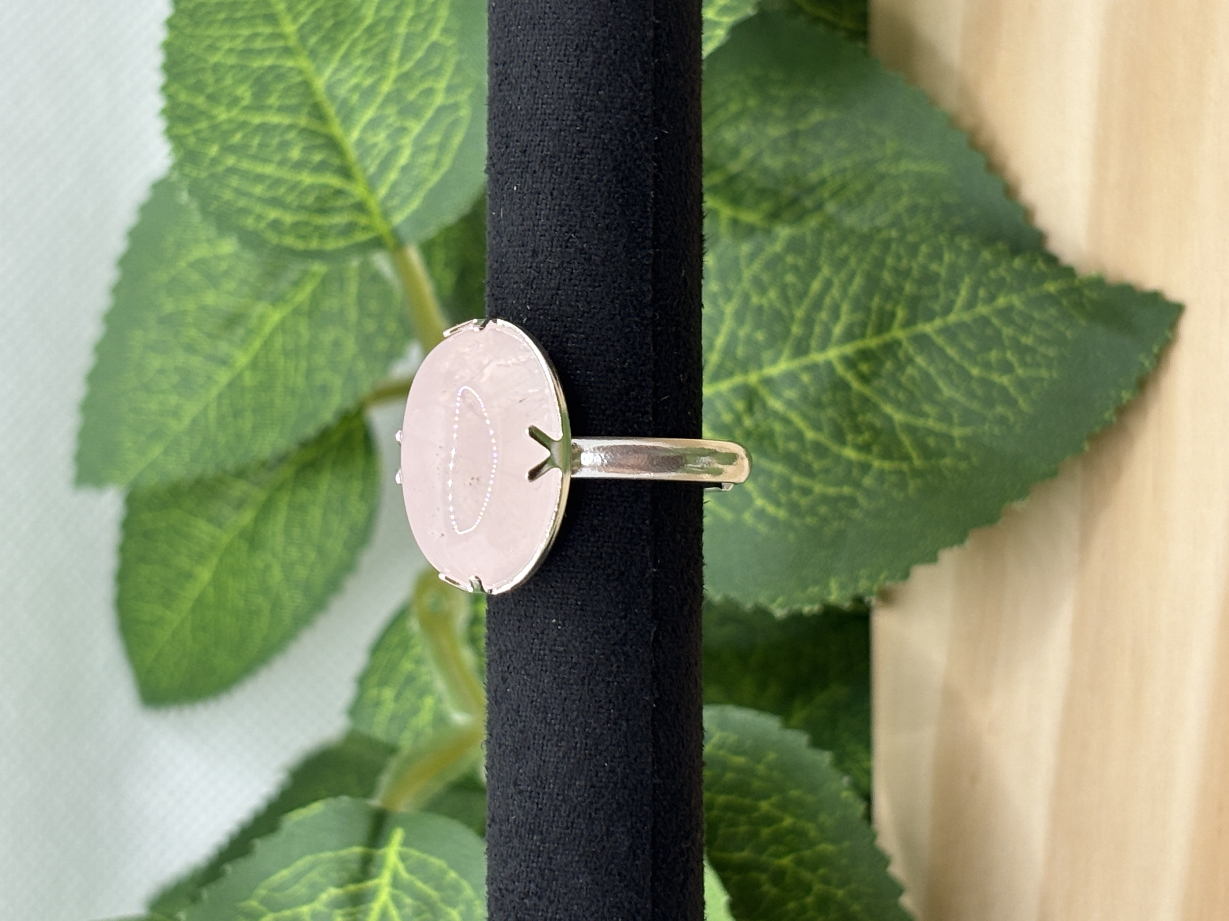 Bague crochets en quartz rose
