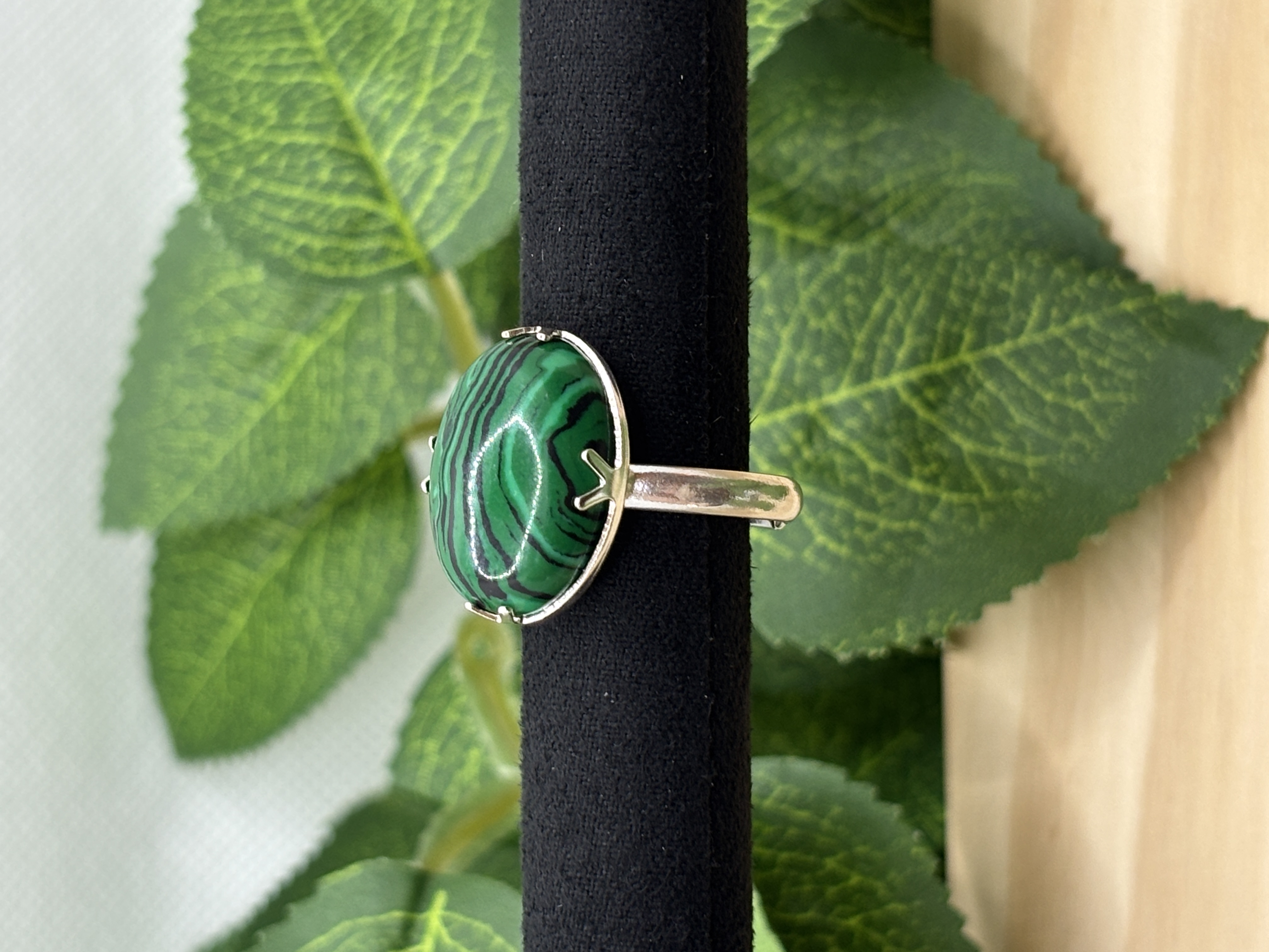 Bague crochets en Malachite