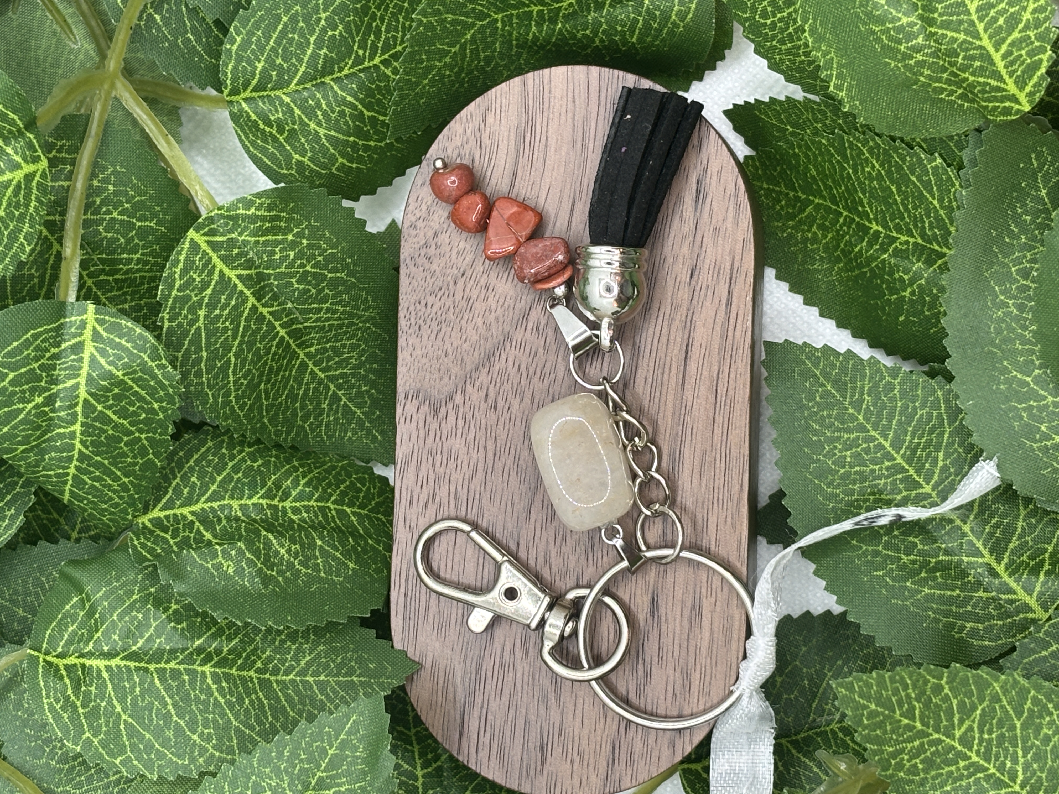 Porte-clé en Agate et Jaspe Rouge