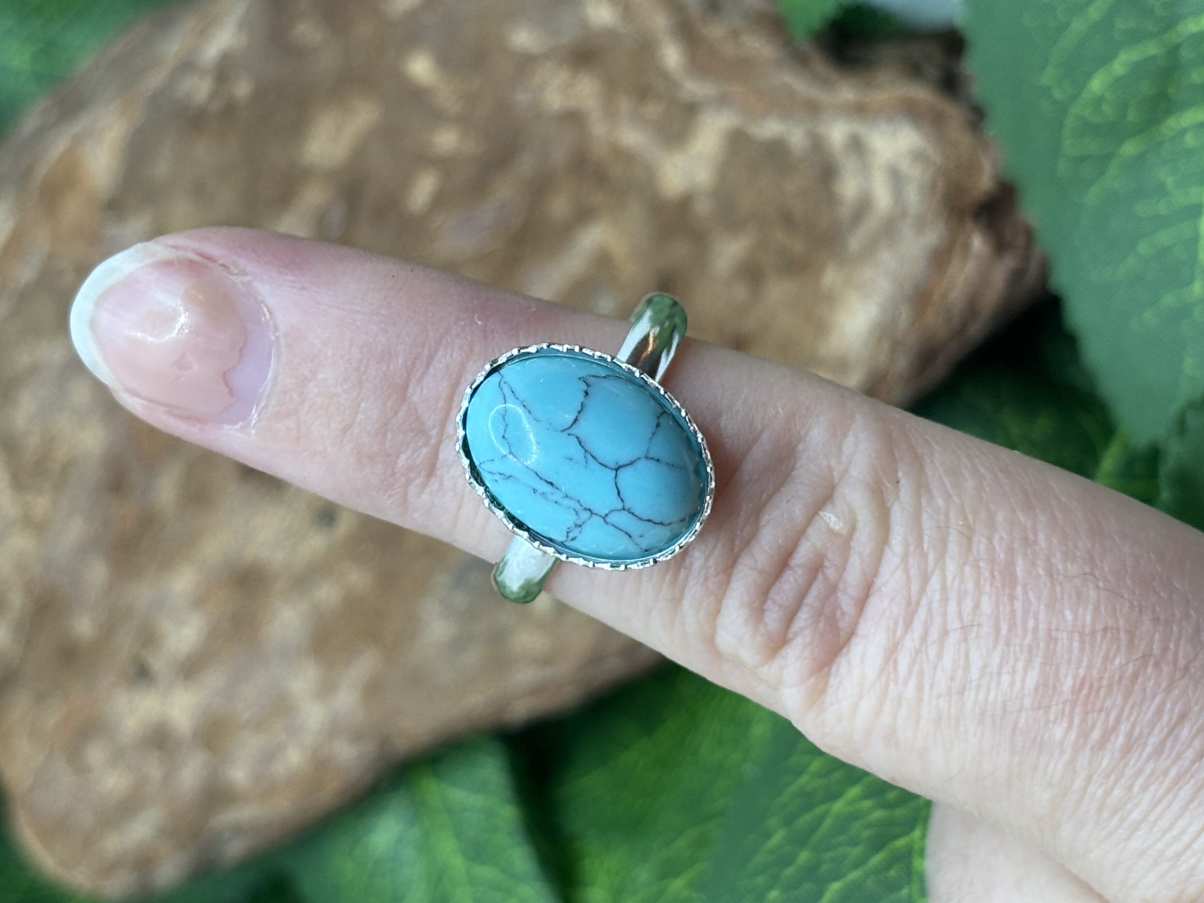 Bague piques en turquoise