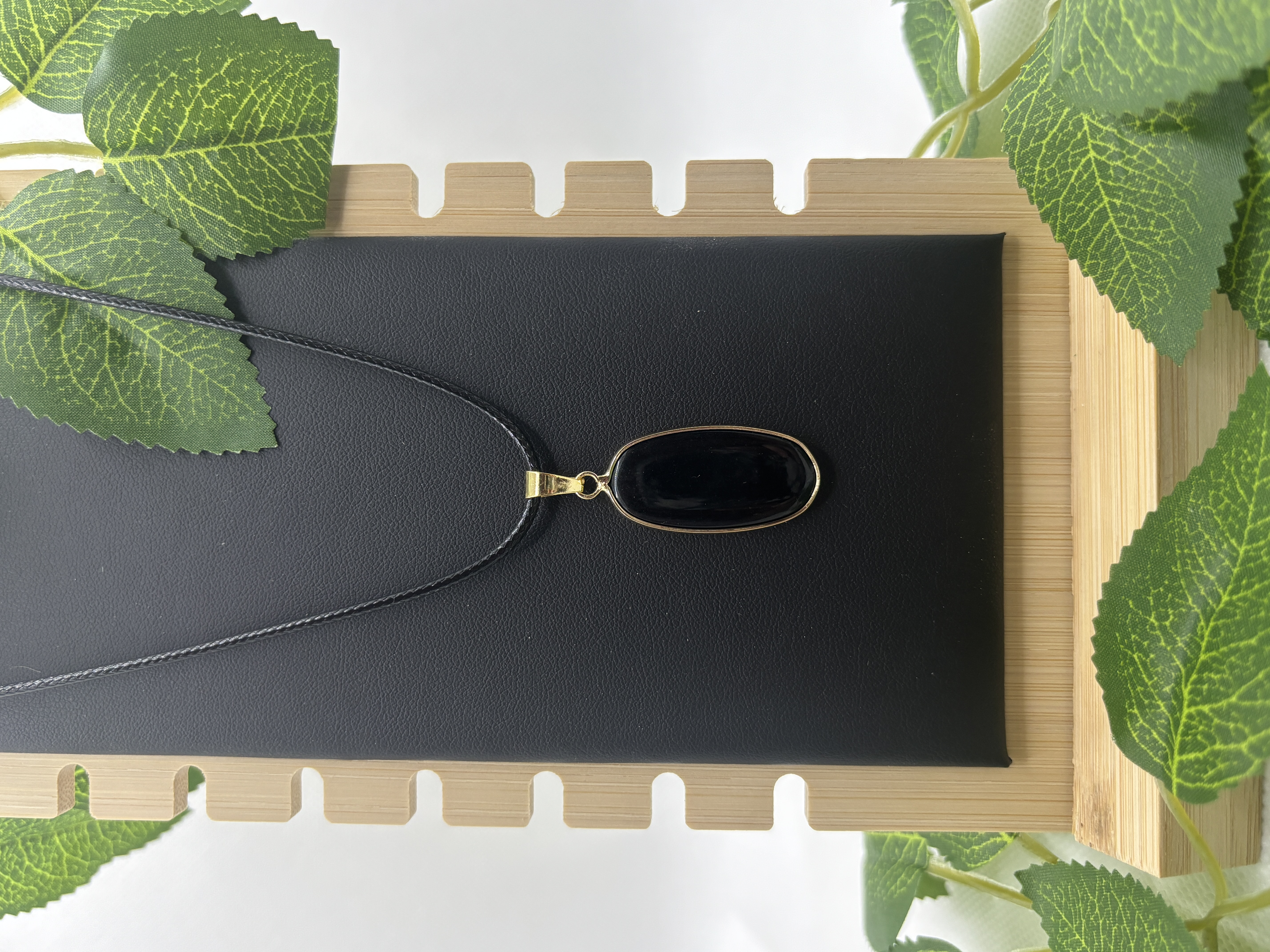 Collier long imitation onyx