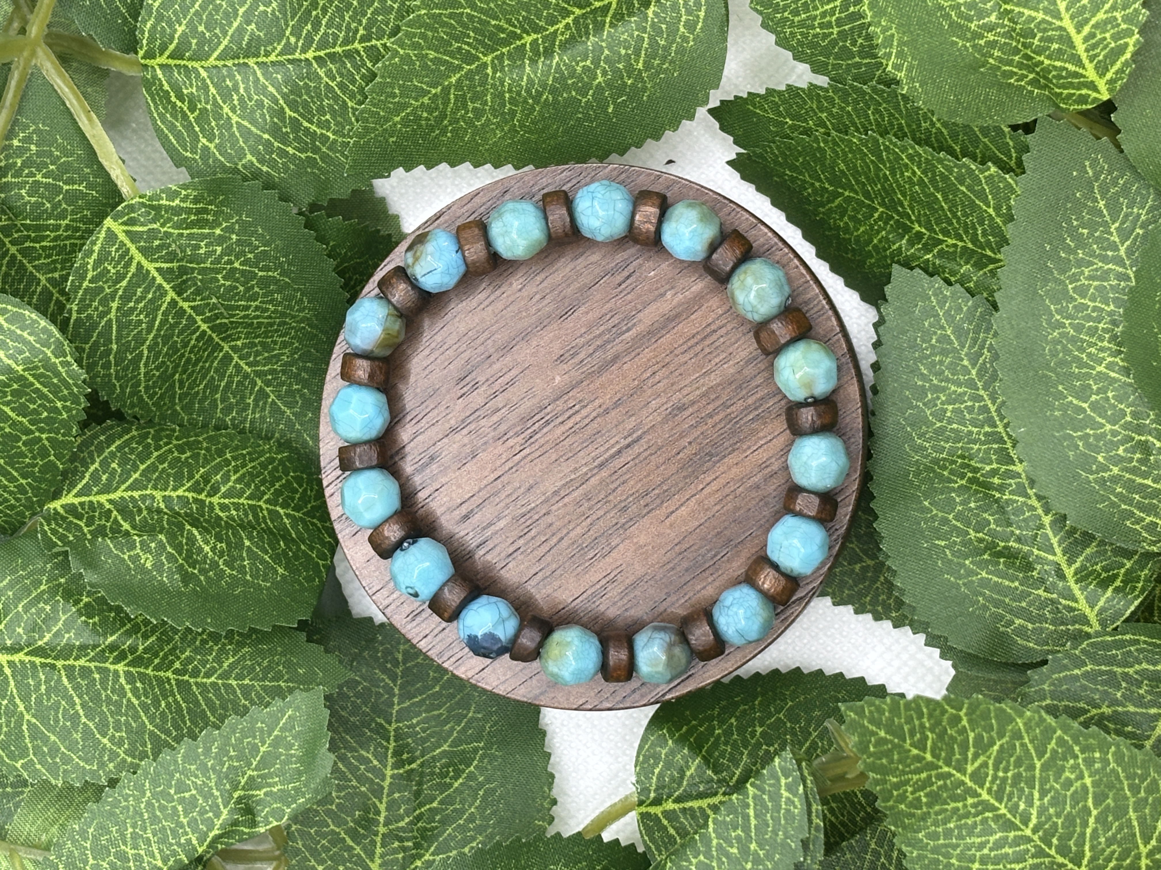 Bracelet homme perles bois et Turquoise