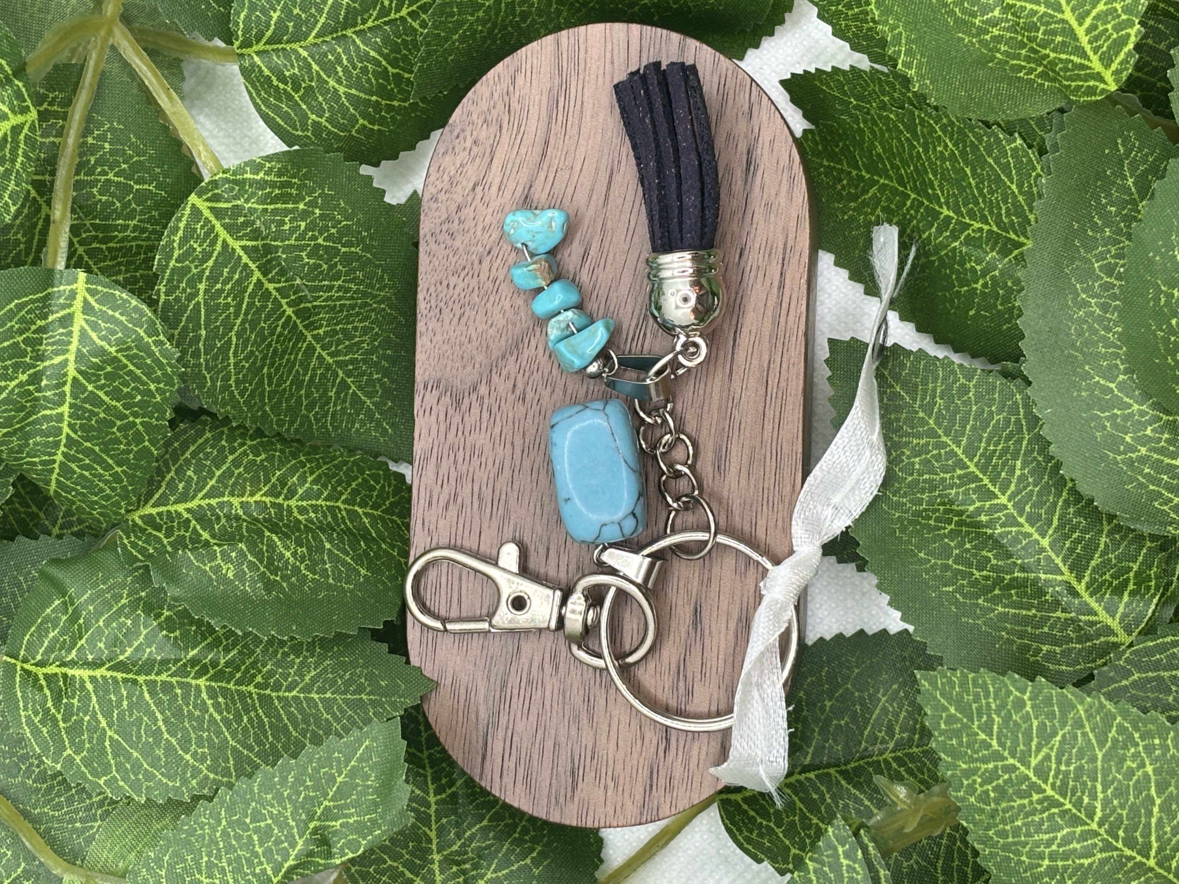 Porte-clé en Agate et turquoise