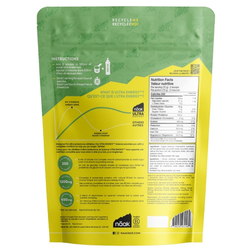 Näak Energy Drink Mix Bag - Lime 720gr