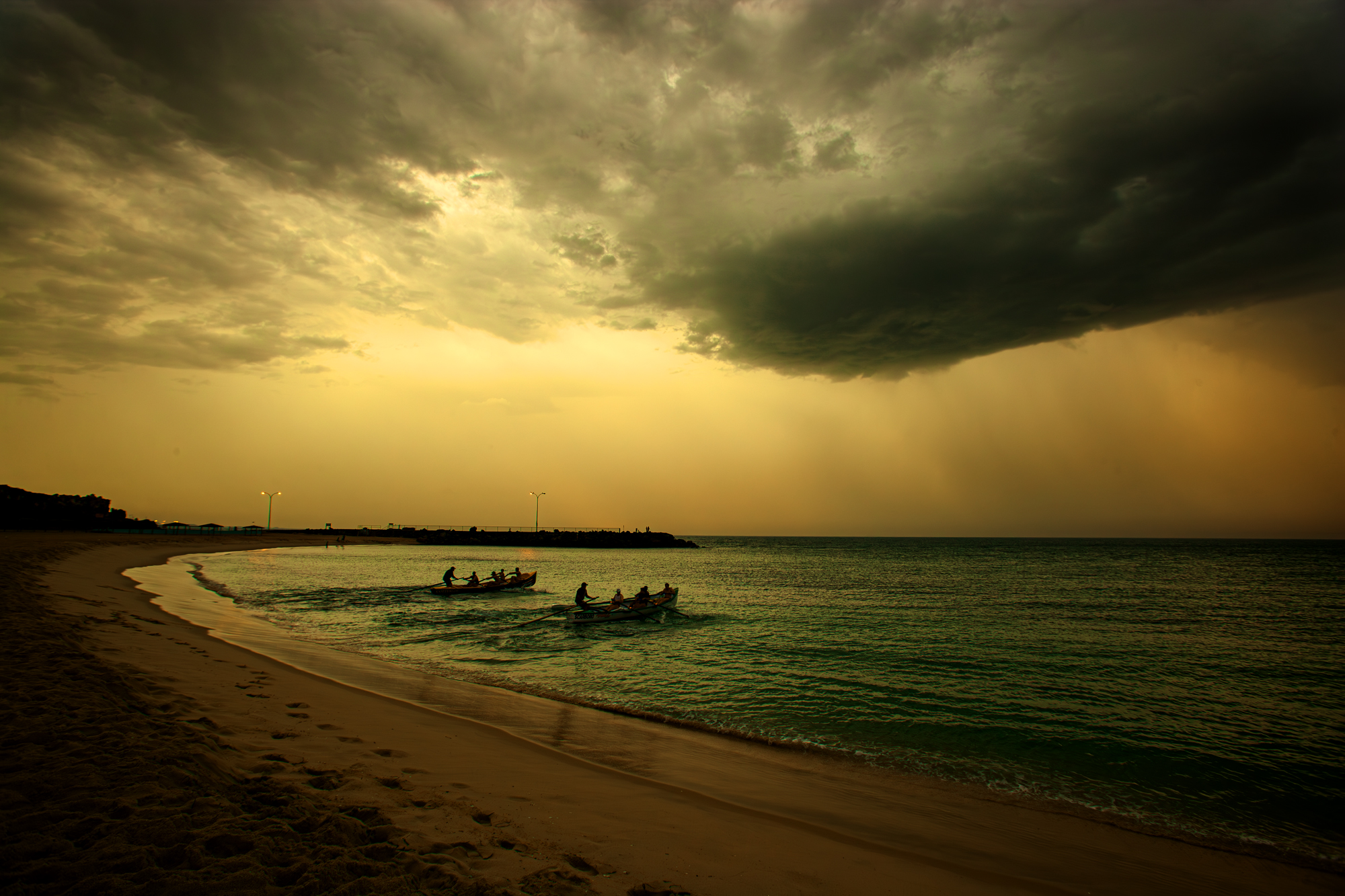 Surf Boat Training After Dark
