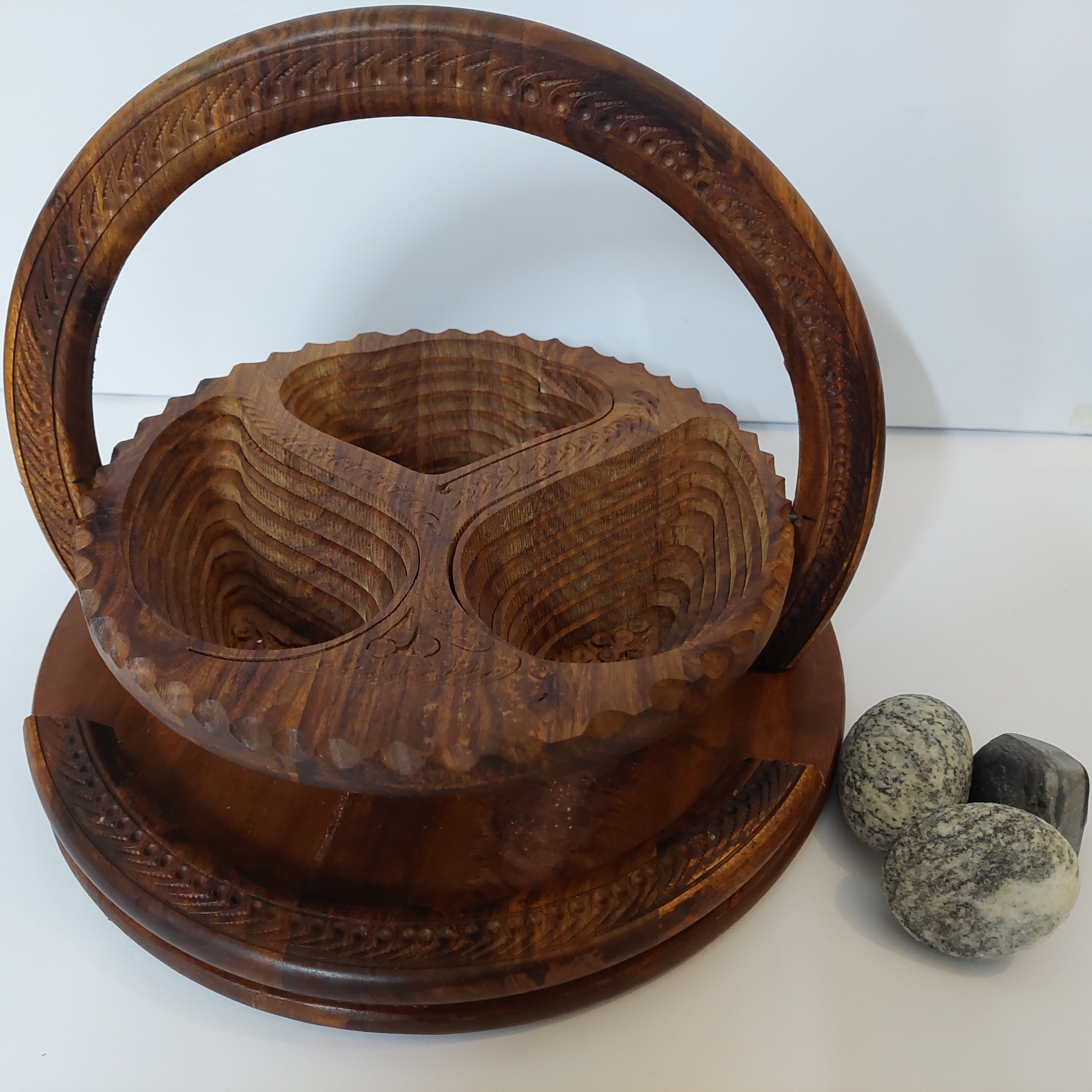 Handmade Wooden Collapsible Dry Fruit Basket/ Multipurpose decorative Basket