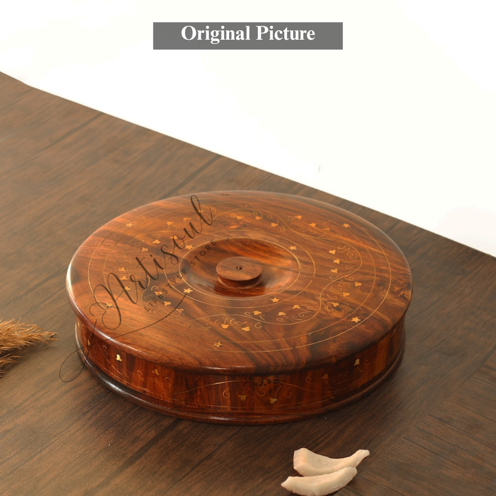 Handcrafted Wooden Round Dryfuit Box with Wooden Top Brass Work / Multipurpose Box 12 x 12
