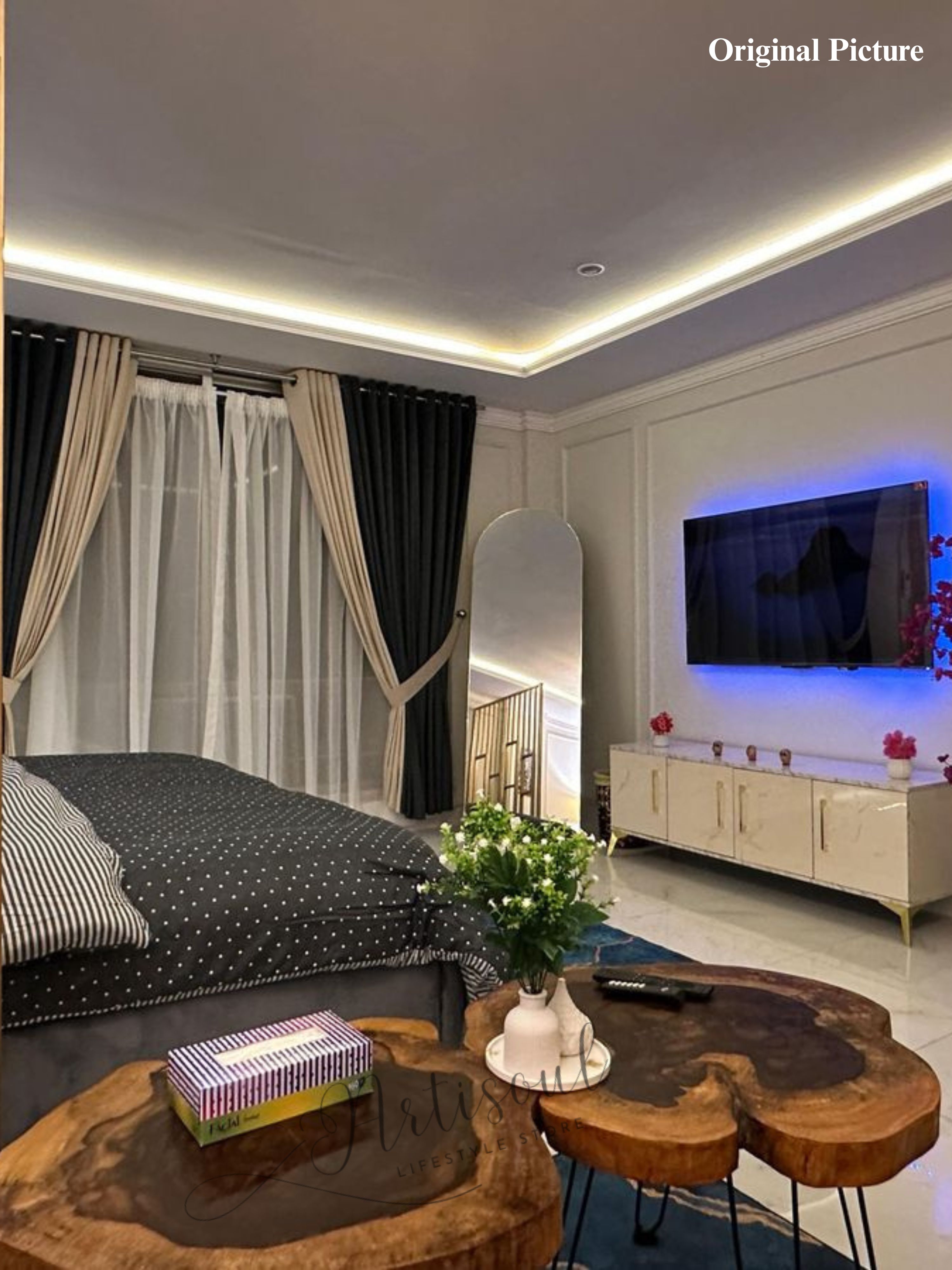 Artisoul Handmade Live Edge Coffee Table | Solid Wood Slab Center Table | Single, Set of 2 or 3 | Modern Metal Hairpin Legs, Rustic Wooden Legs & Industrial Metal Frame Options