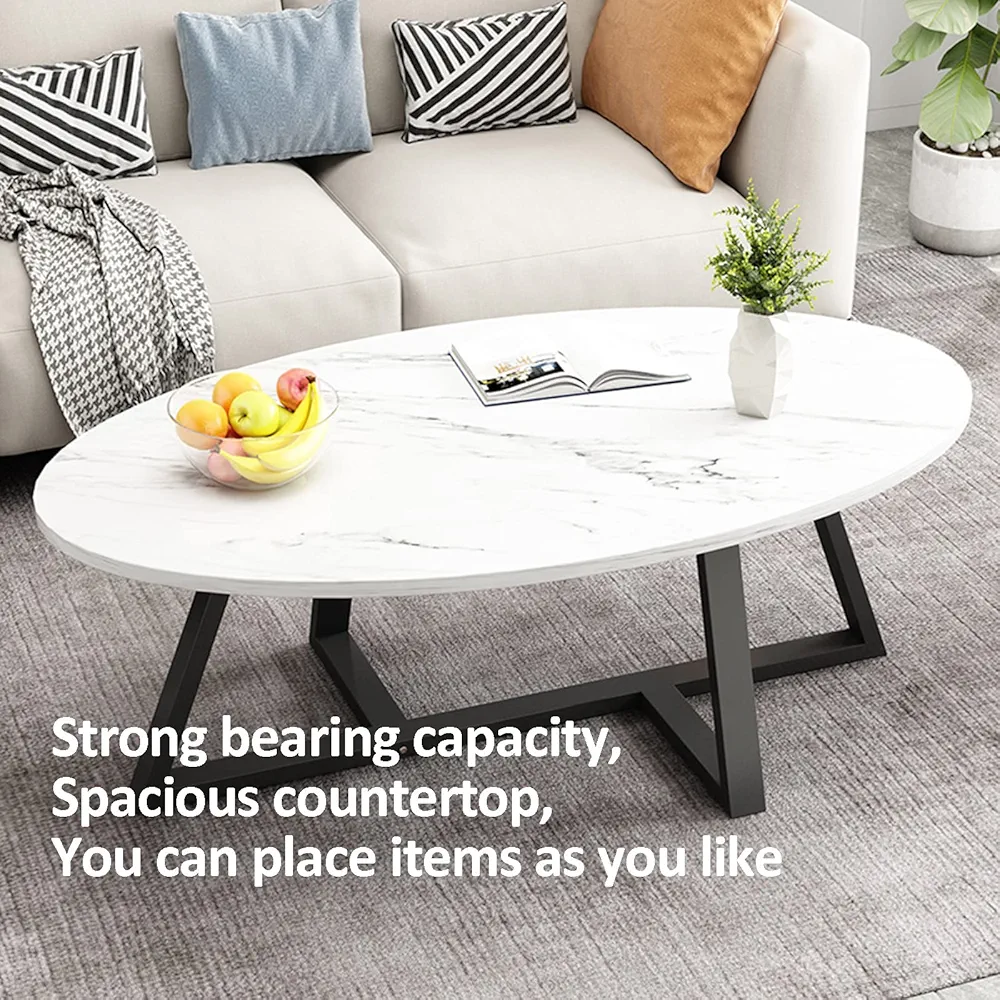 Coffee Table for Living Room, Oval Coffee Table, Modern Coffee Table, Small Space, Metal End Table