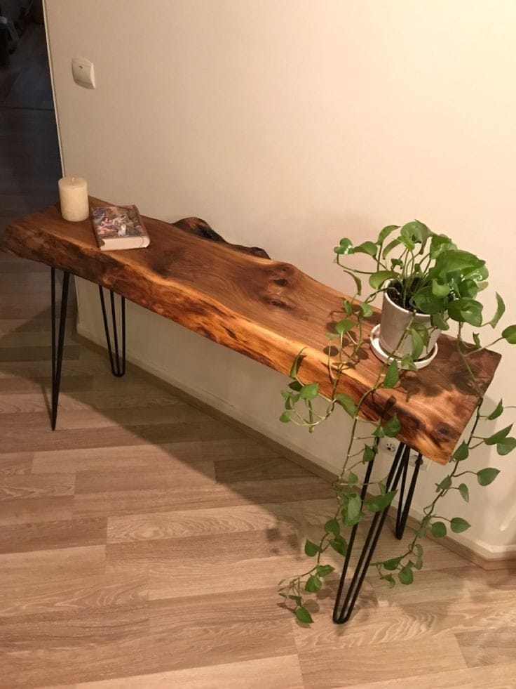 Natural Live Edge Wooden Console Table with Metal Hairpin Legs – Perfect for Entryways & Living Rooms / Coffee Table / Centre Table / End Table