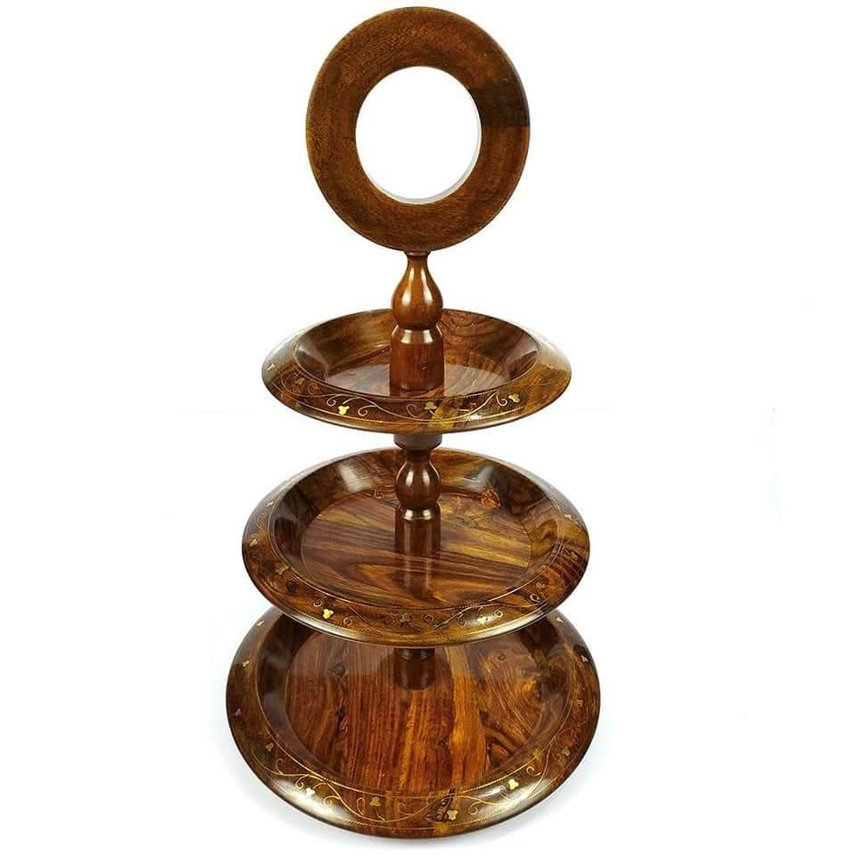 Wooden Handmade Three Tier Multipurpose / Fruit Basket / Dry Fruit Basket