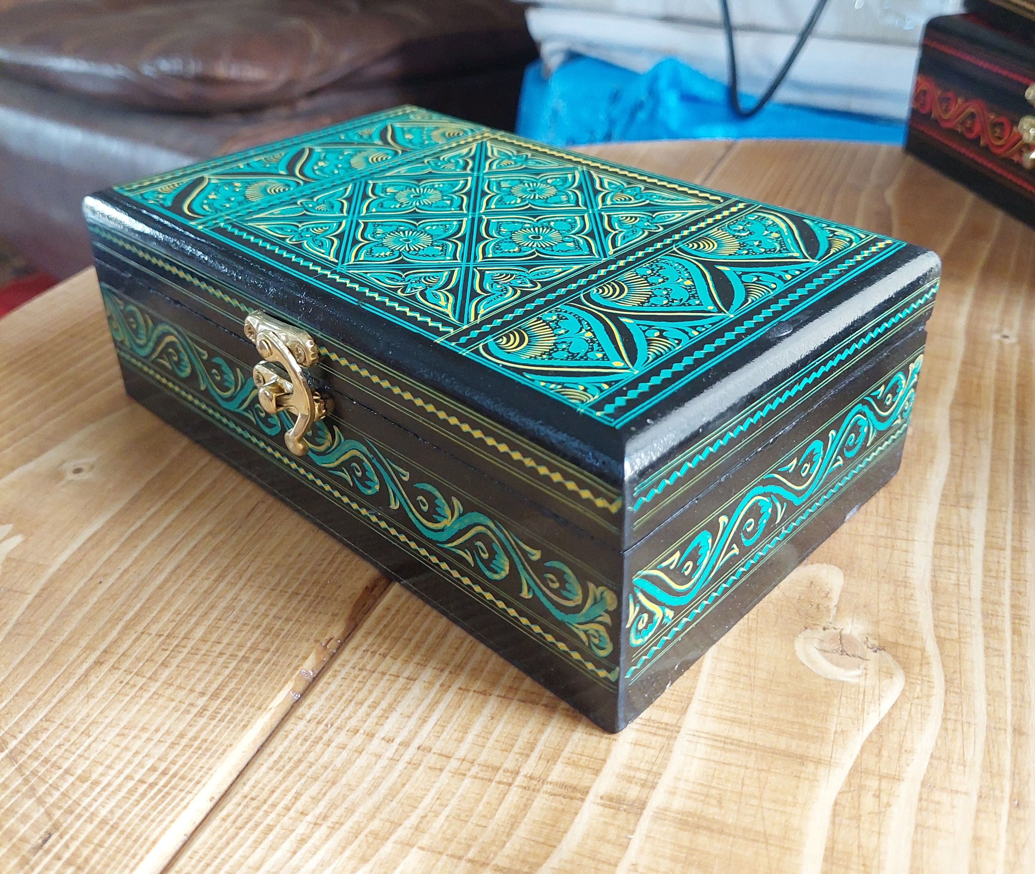 Naqshi Wooden Handmade Rectangle Jewellery Box – Elegant Hand-Crafted Multipurpose Organizer