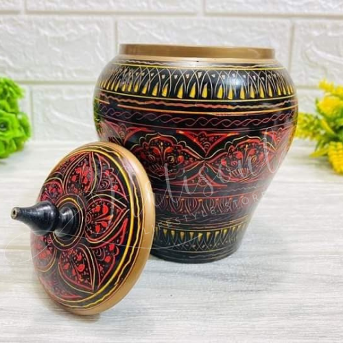 Handmade Wooden Candy Jar with Naqshi Design | Decorative Storage Jar by Artisoul