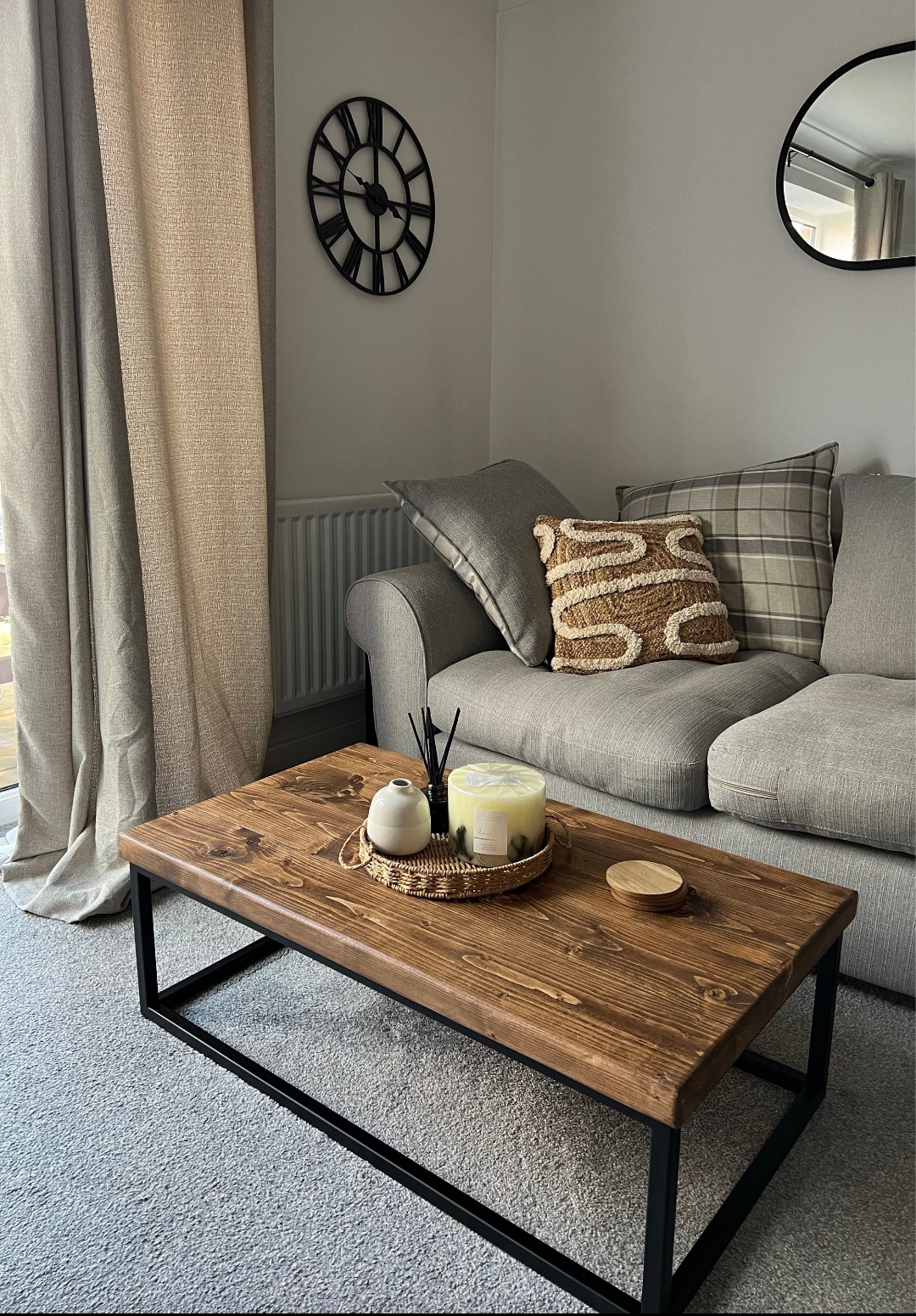 Modern Rectangular Table Centerpiece with Metal Frame and Wooden Top