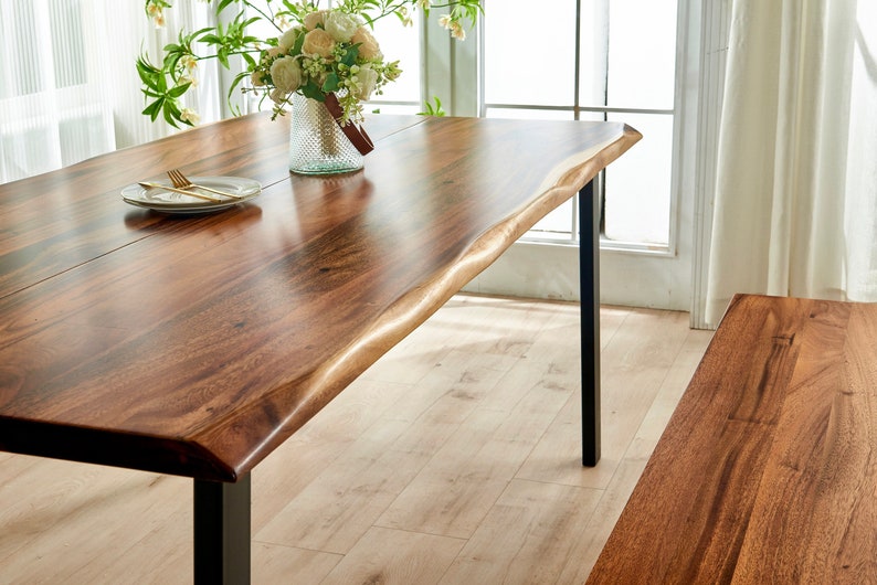 Dining Table - Live Edge Dining Table, Walnut Table, Modern Table, Wood Table, Large Kitchen Table with Steel Legs, Dining Table