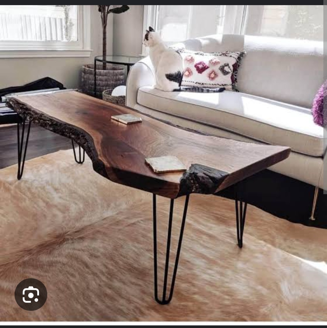 Live Edge Rectangle Center Table with Hairpin Legs – Modern Rustic Elegance with Minimalistic Touch / Modern Furniture