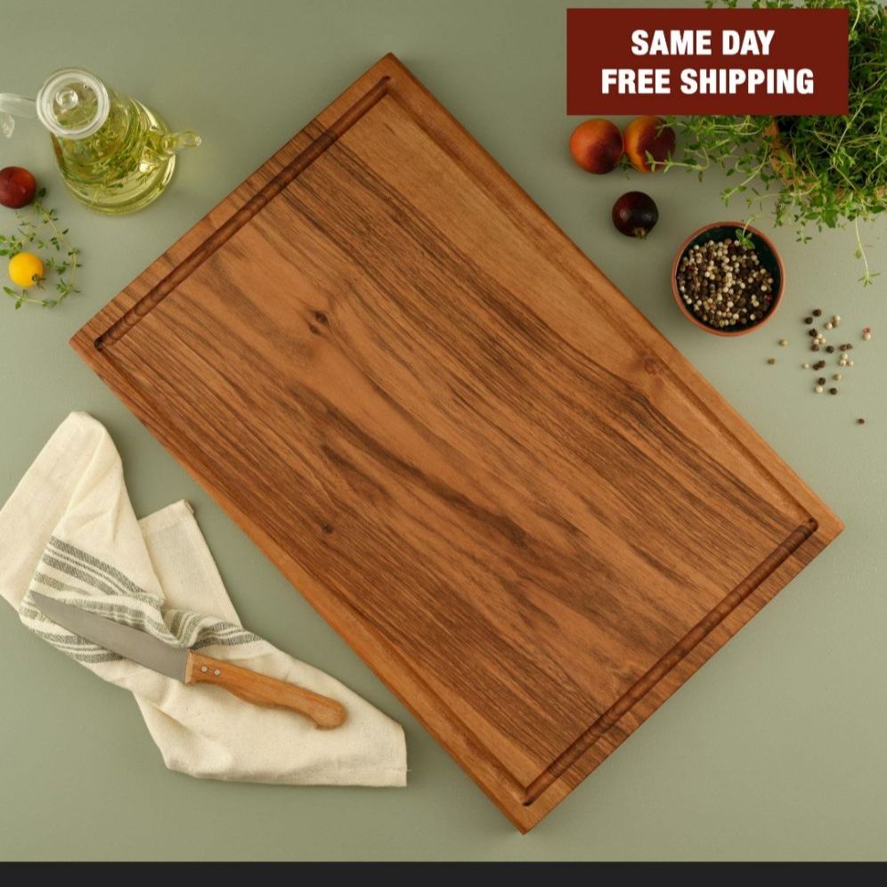 Premium Quality Wooden Cutting Board – Food Safe, Non-Toxic Polish, Durable & Practical Kitchen Board