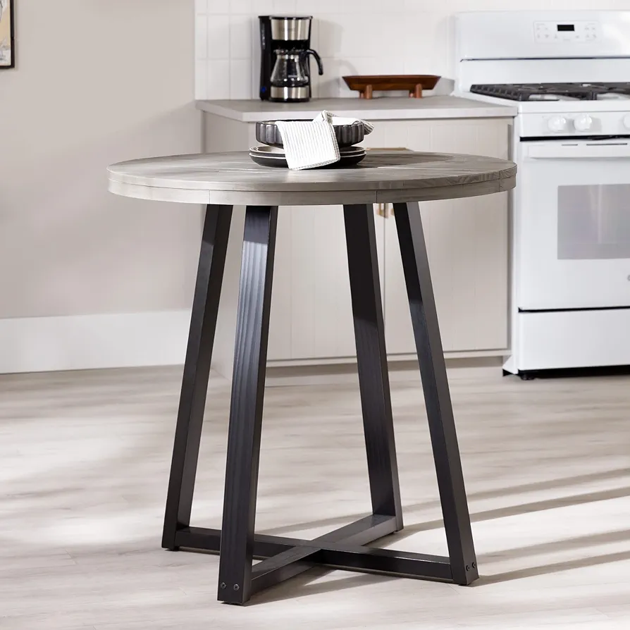 Round Dining Table for Small Spaces – Modern Wooden Dining Table with Sturdy Base for Kitchen, Dining Room