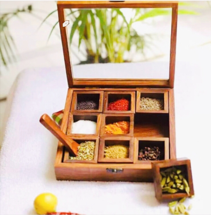Artisoul Handmade Wooden Dry Fruit Box / Spice Box / Multipurpose Box