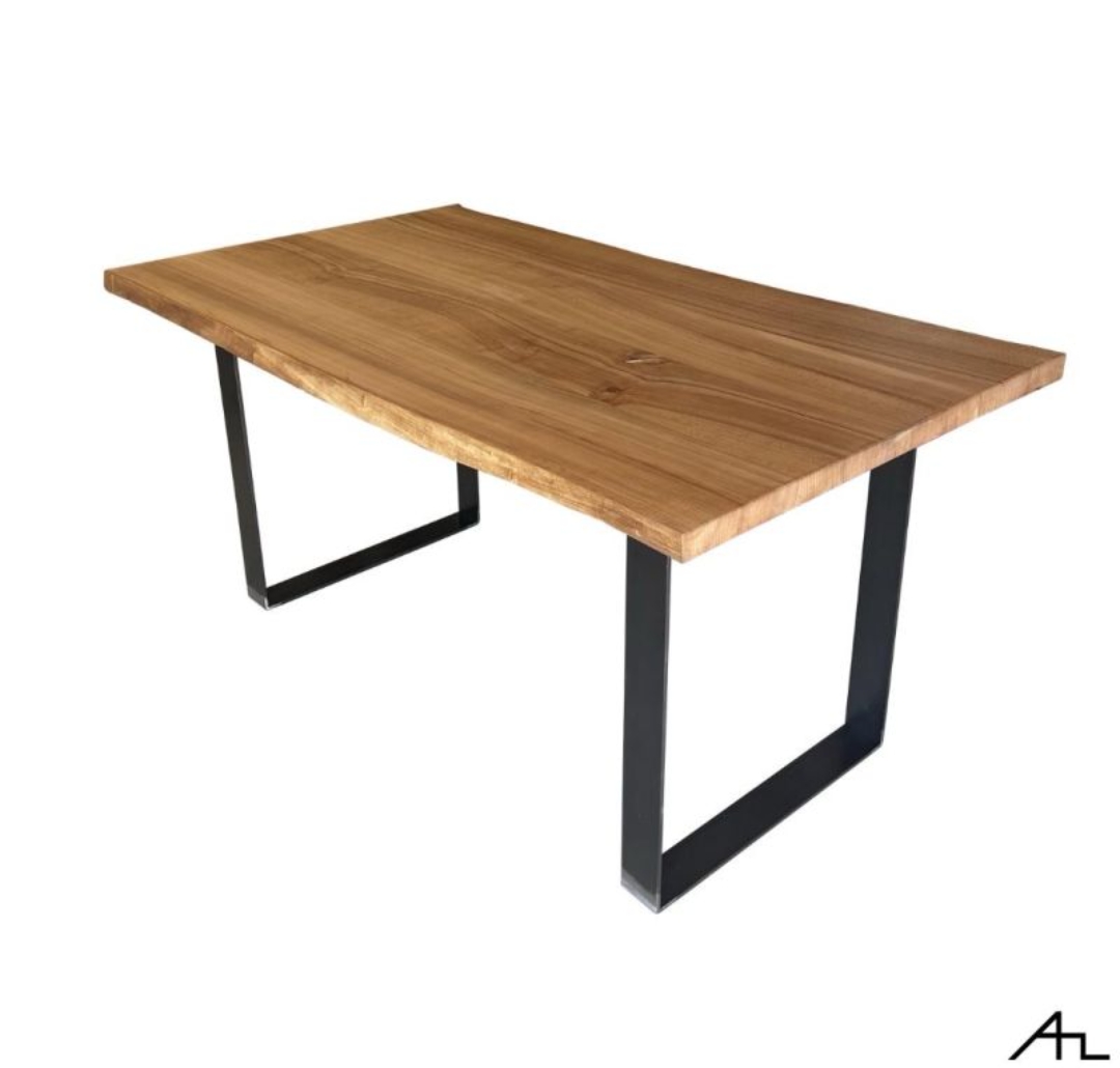 Handmade Table with U-Shaped Legs – Premium Solid Wood Dining Table for Home, Kitchen, and Office – Customizable Sizes and Finishes – Durable and Stylish Design