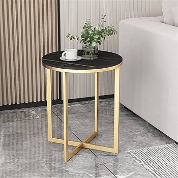Marble  Look MDF Top Round Table – Elegant and Durable Dining Table with Sturdy Base, Perfect for Living Rooms, Kitchens, or Small Spaces