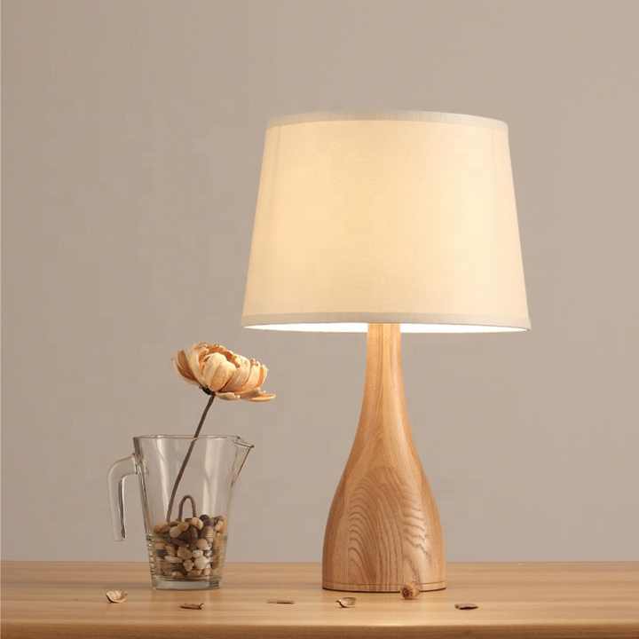 Wooden Table Lamp – Elegant Wooden Base with White Square Shade for Living Room, Bedroom, or Office Lighting