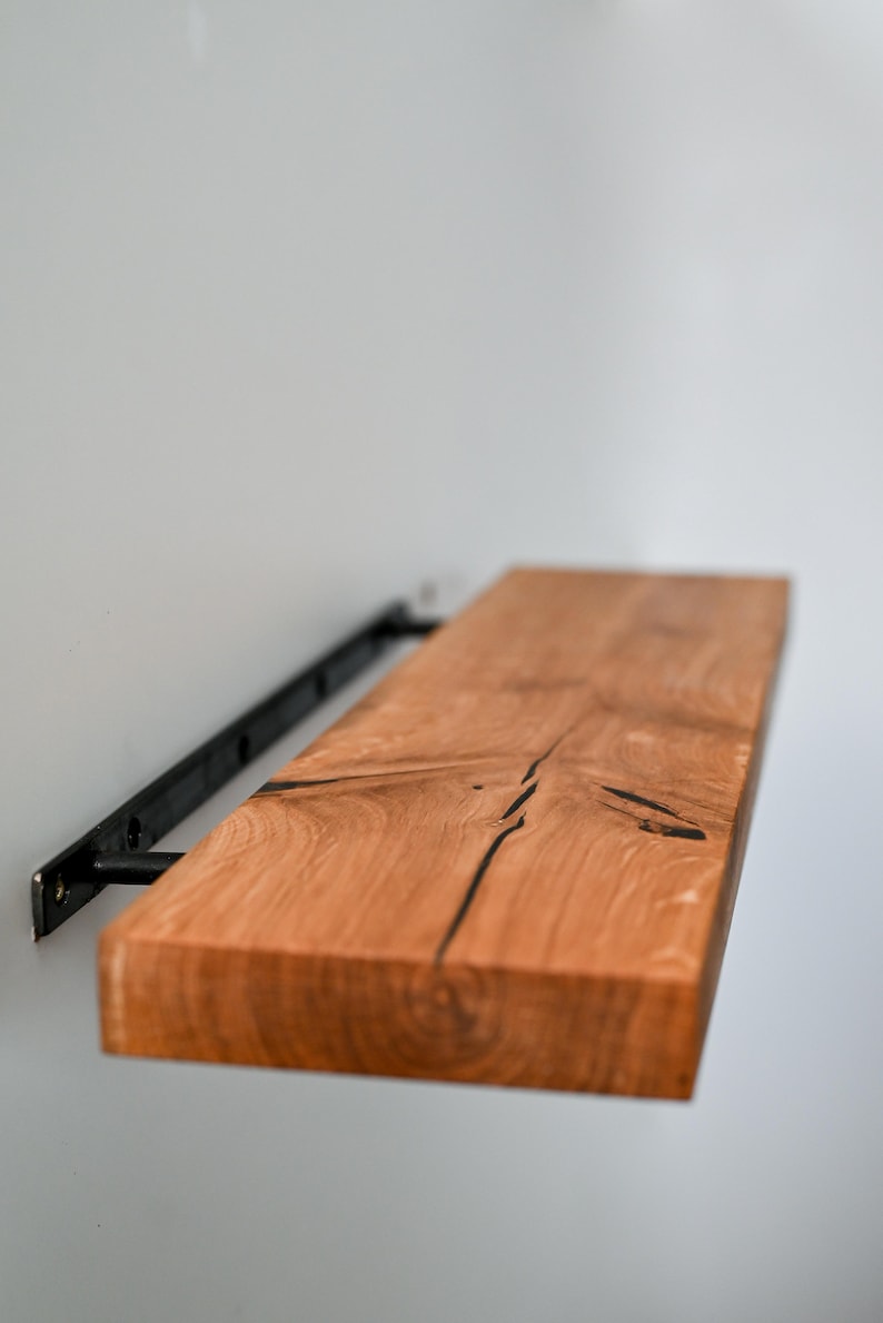 Flat Edge Oak Floating Shelves, Wood Floating Shelf, Farmhouse Heavy Duty Floating Shelves, Long Book Shelves, Kitchen Shelves, Rustic Shelf