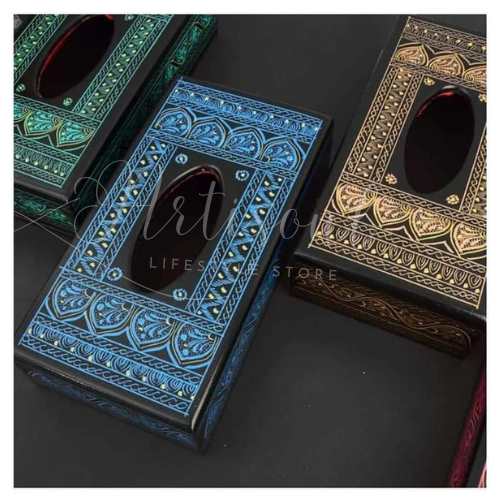 Handcrafted Naqshi Style Wooden Tissue Box – Premium Home Decor By Artisoul.Pk