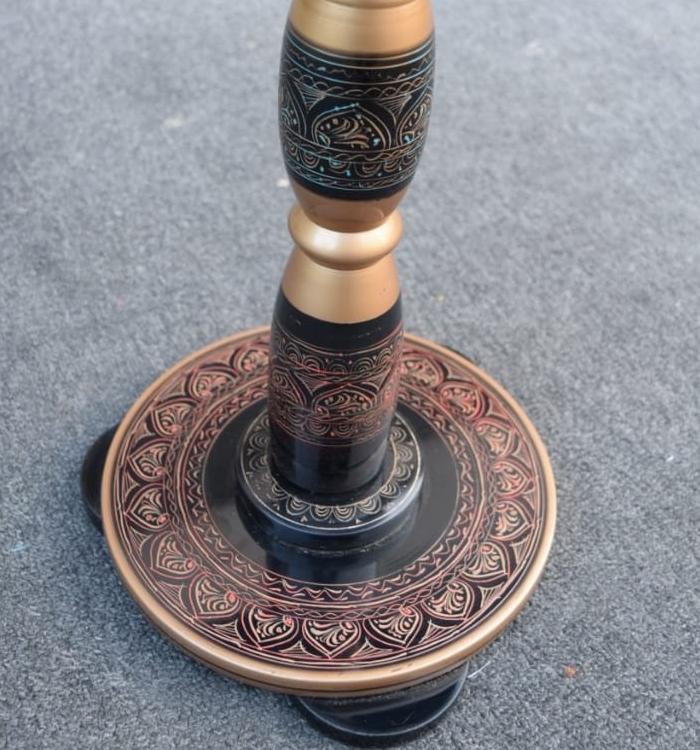 Artistic Nakshi Art Table – Handcrafted Brown Wooden Accent Table | Artisoul.Pk