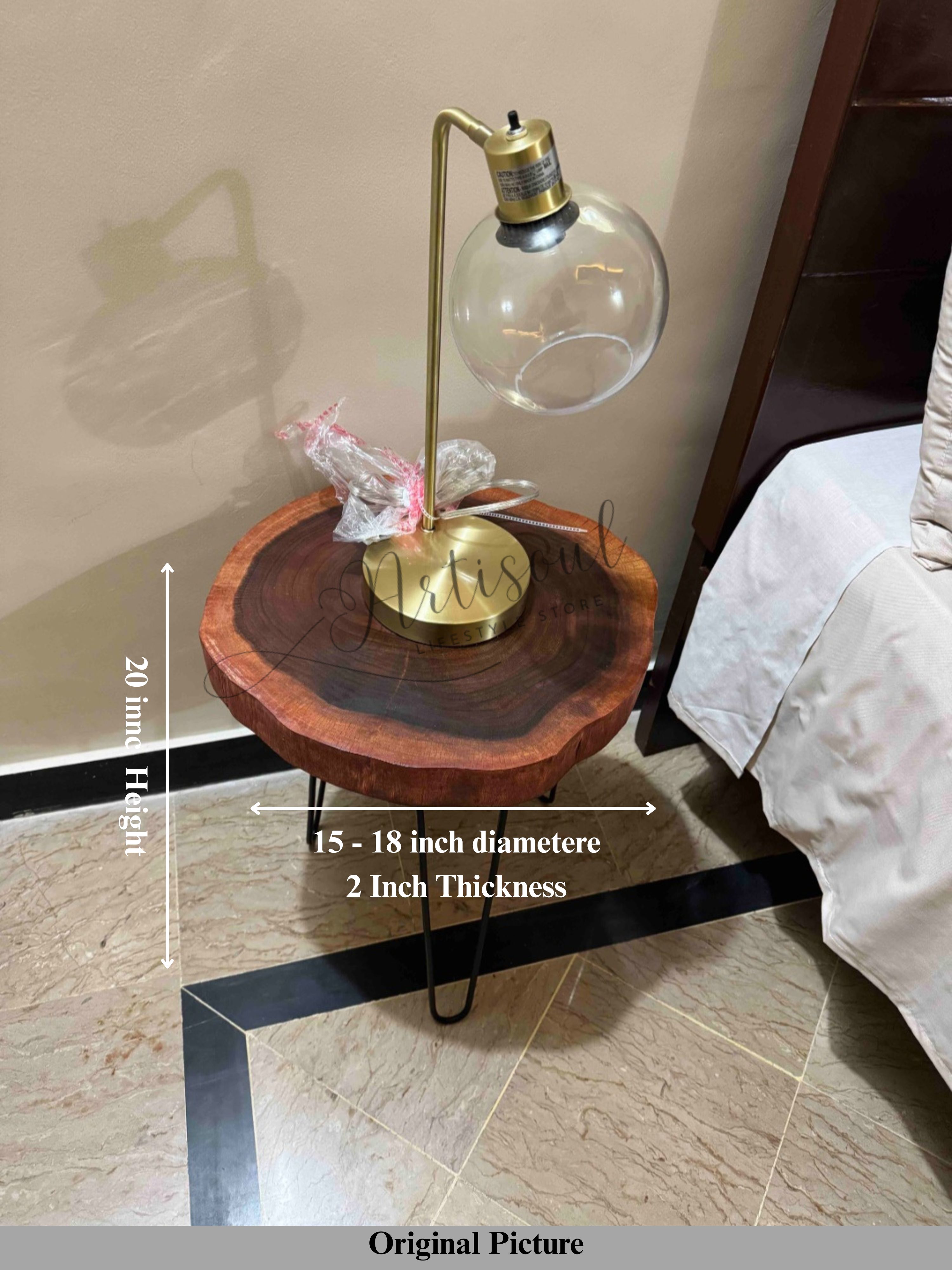 Live Edge Single Table – Solid Wood Coffee & Accent Table with Natural Edges – Rustic Modern Furniture for Living Room & Office by Artisoul