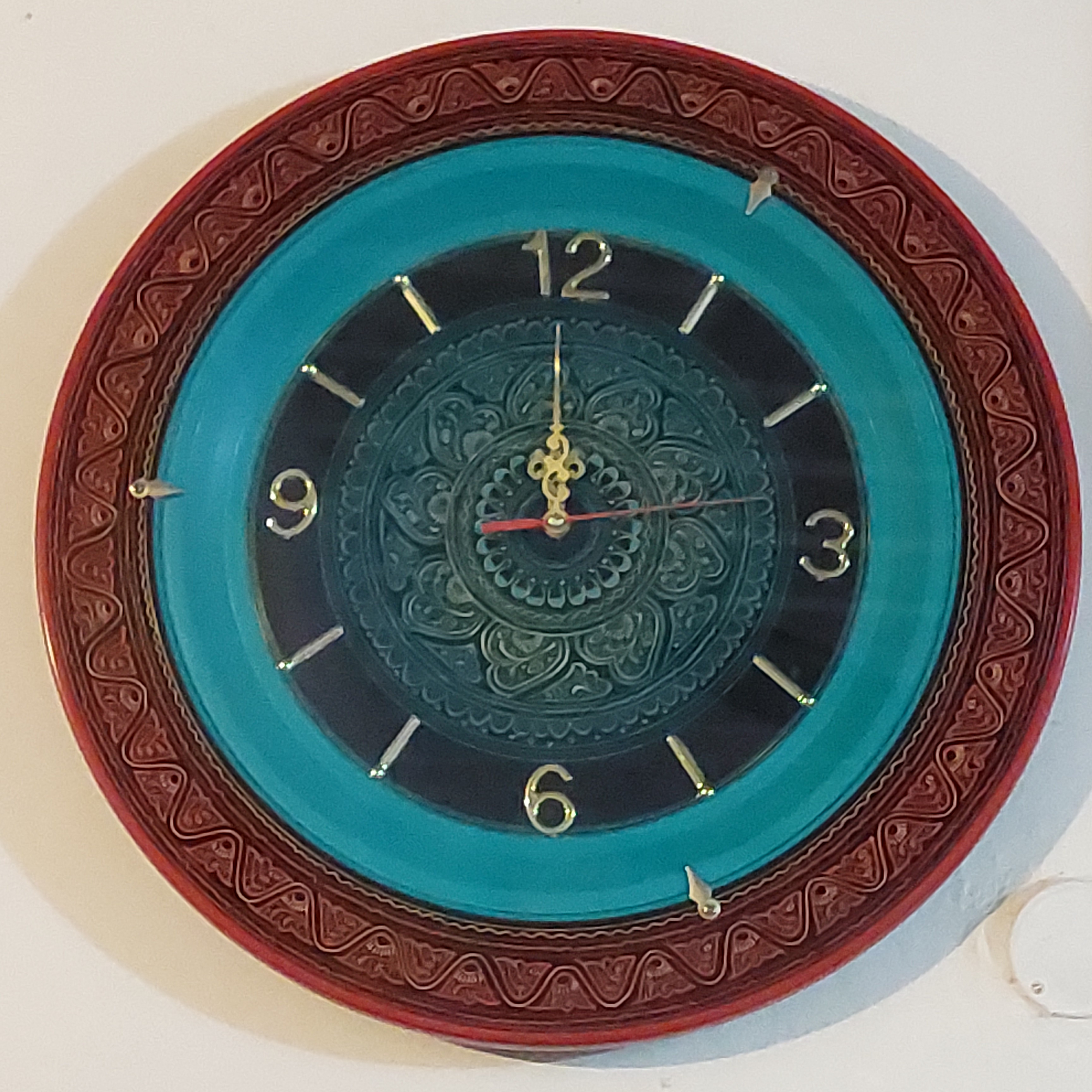 Handcrafted Wooden Wall Clock with Naqshi Work | Elegant Traditional Home Décor by Artisoul