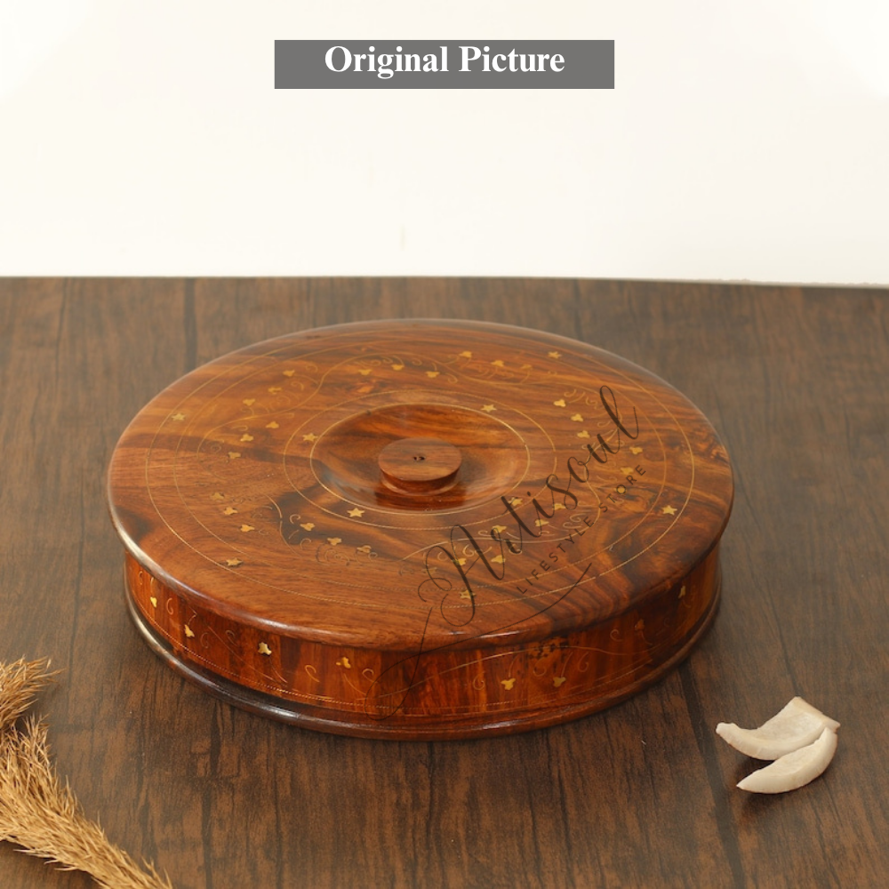 Handcrafted Wooden Round Dryfuit Box with Wooden Top Brass Work / Multipurpose Box 12 x 12