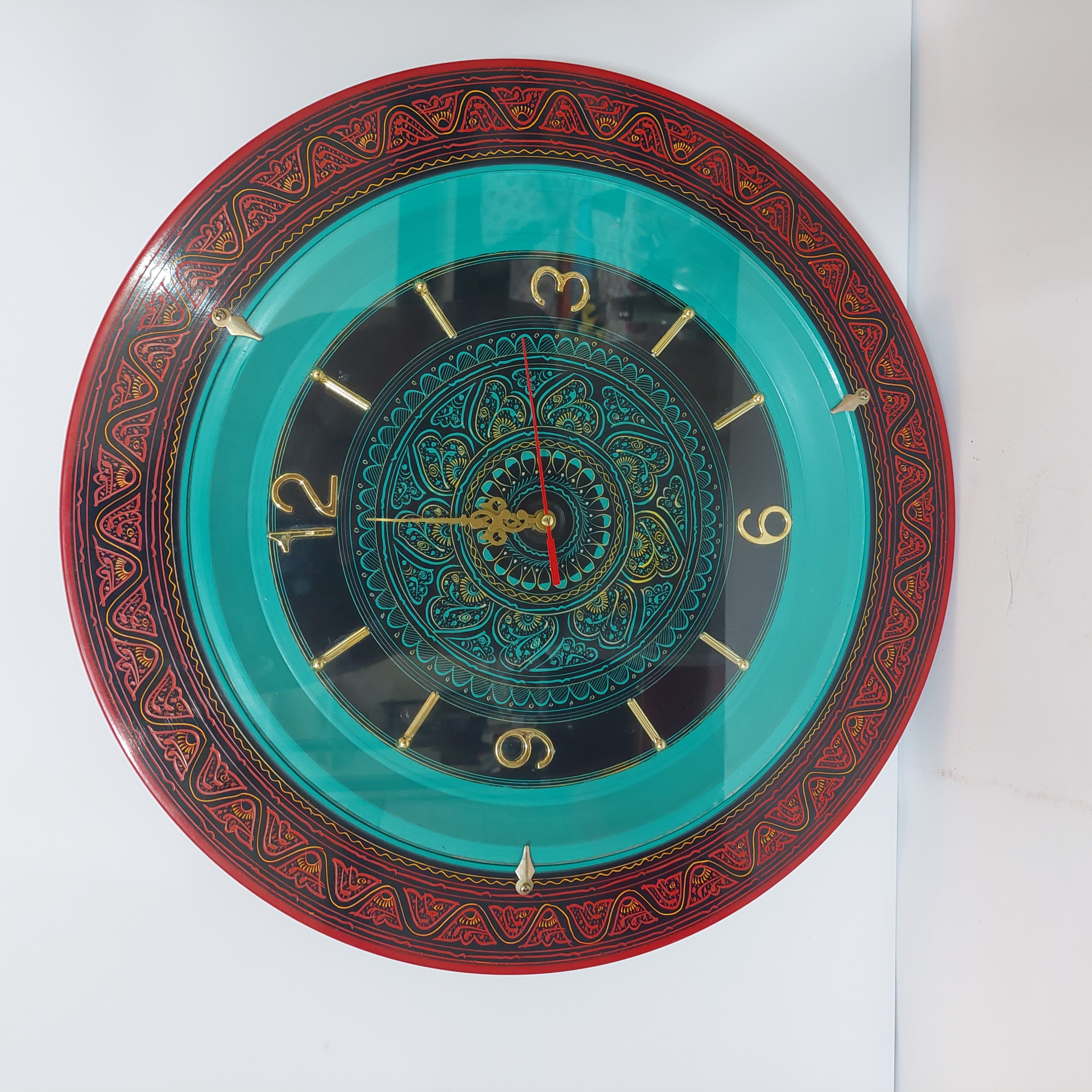 Handcrafted Wooden Wall Clock with Naqshi Work | Elegant Traditional Home Décor by Artisoul