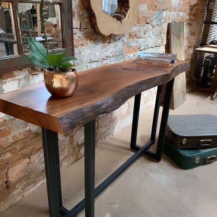 Handmade Live Edge Console Table – Solid Wood Entryway & Hallway Table with Hairpin Legs or Metal Frame – Rustic Modern Furniture for Home & Office