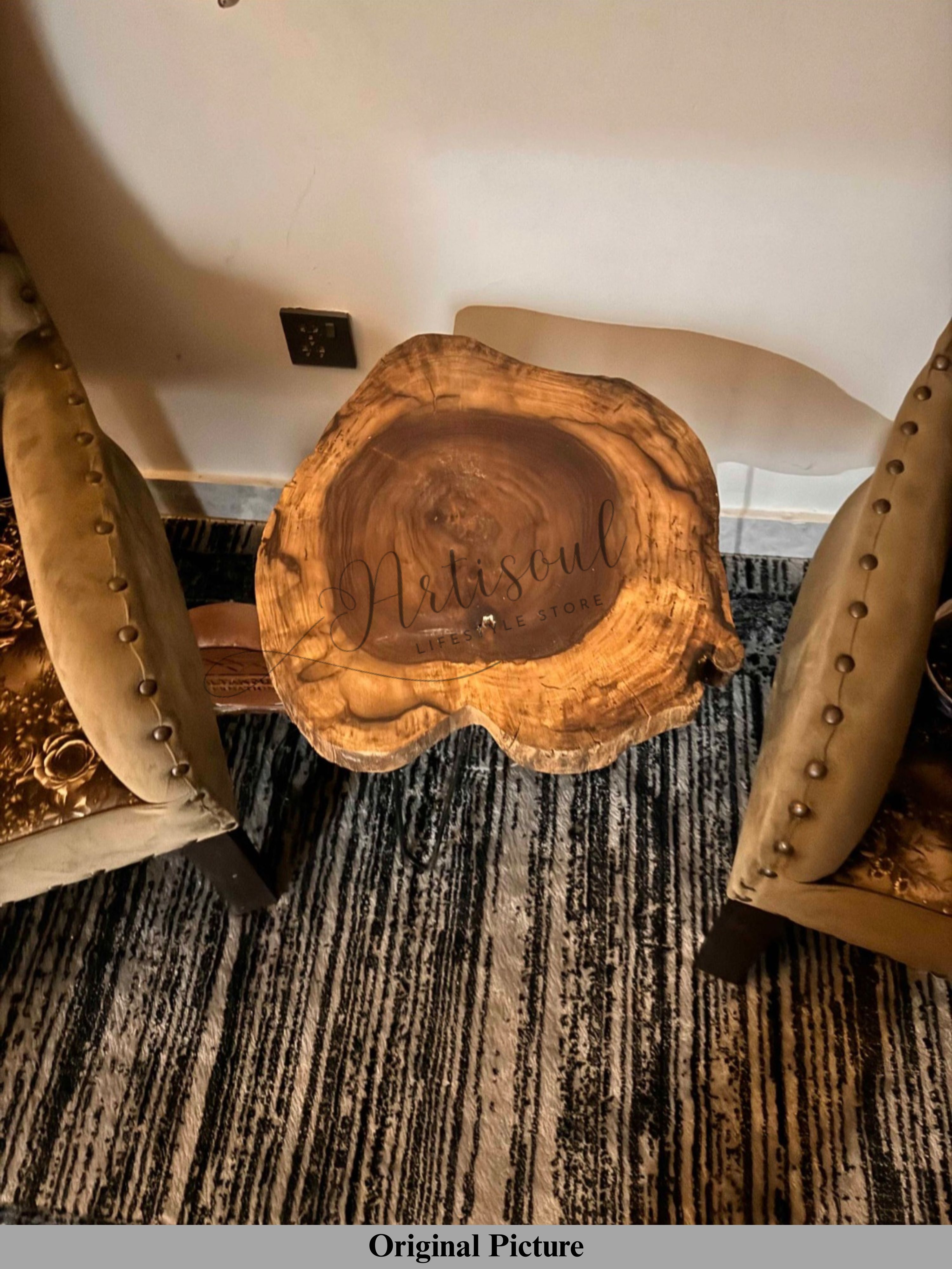 Live Edge Single Table – Solid Wood Coffee & Accent Table with Natural Edges – Rustic Modern Furniture for Living Room & Office by Artisoul