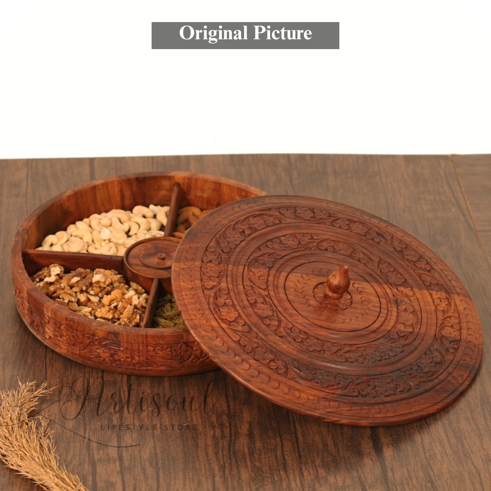 Handcrafted Wooden Round Dryfuit Box with Wooden Top Brass Work / Multipurpose Box 12 x 12