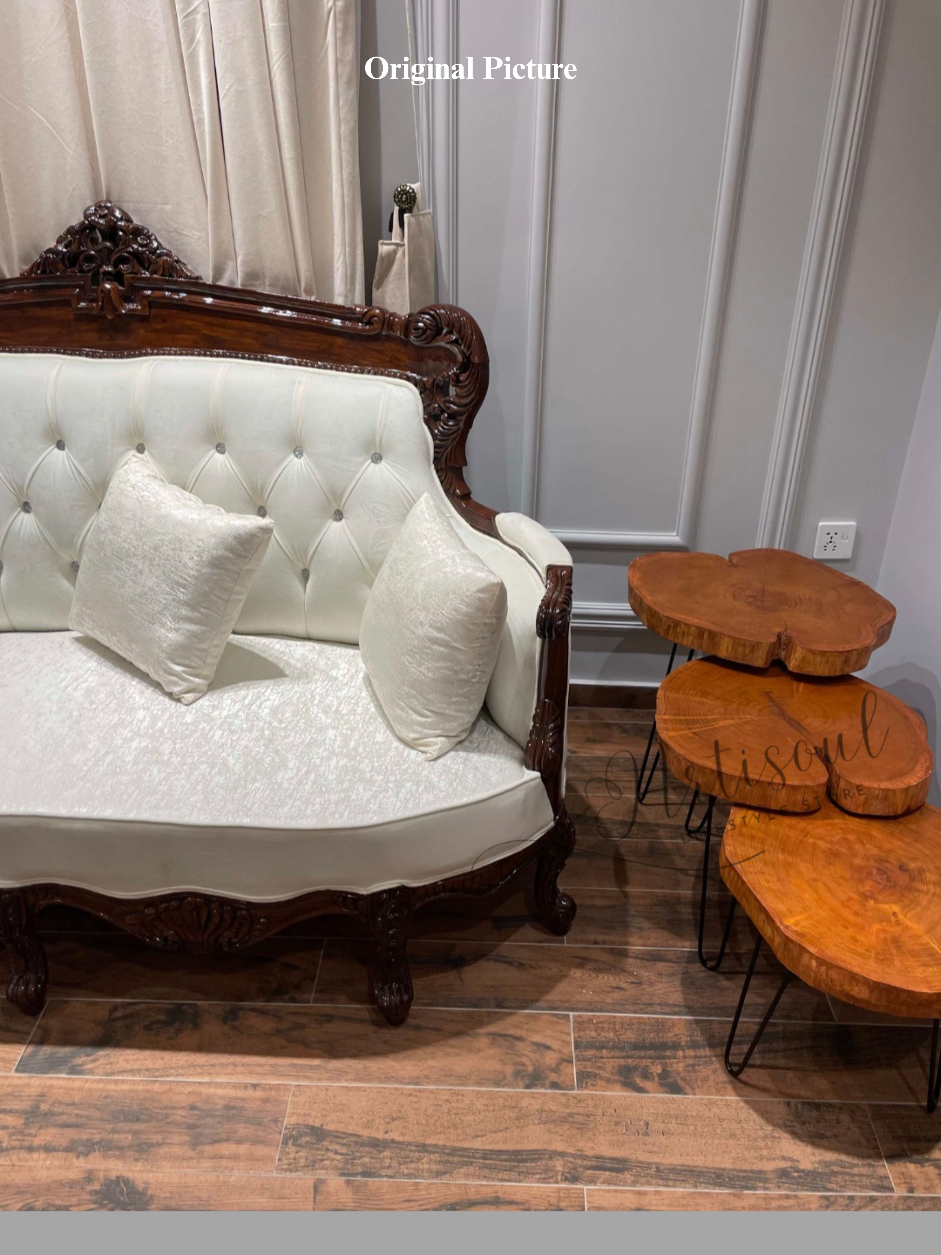 Artisoul Handmade Live Edge Coffee Table | Solid Wood Slab Center Table | Single, Set of 2 or 3 | Modern Metal Hairpin Legs, Rustic Wooden Legs & Industrial Metal Frame Options